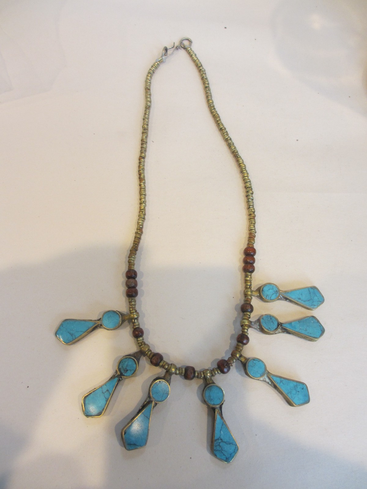 OLD PERSIAN OTTOMAN Yemeni OLD SILVER TURQUOIS Bedouin Tribal PENDANT Necklace