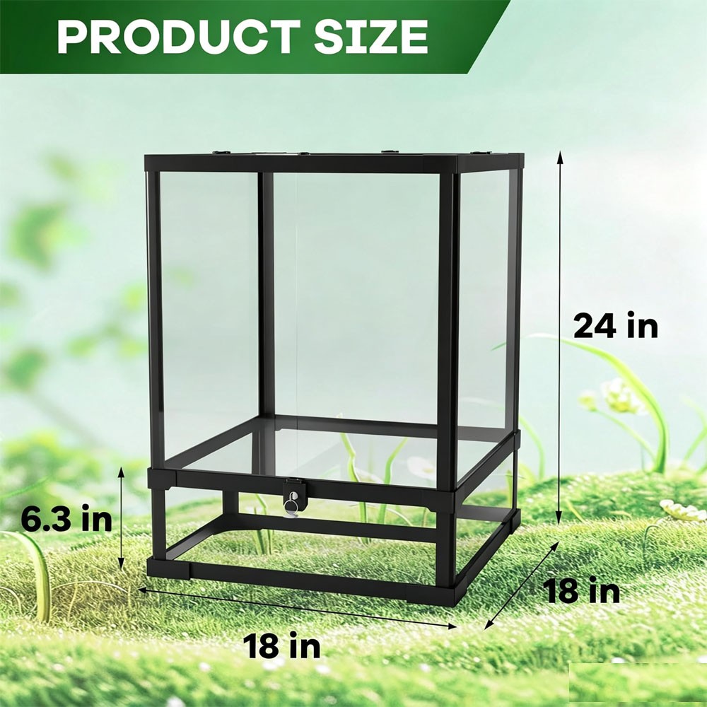 34/45/67 Gal Reptile Tank Front Opening Glass Terrarium Reptile Enclosure Tank