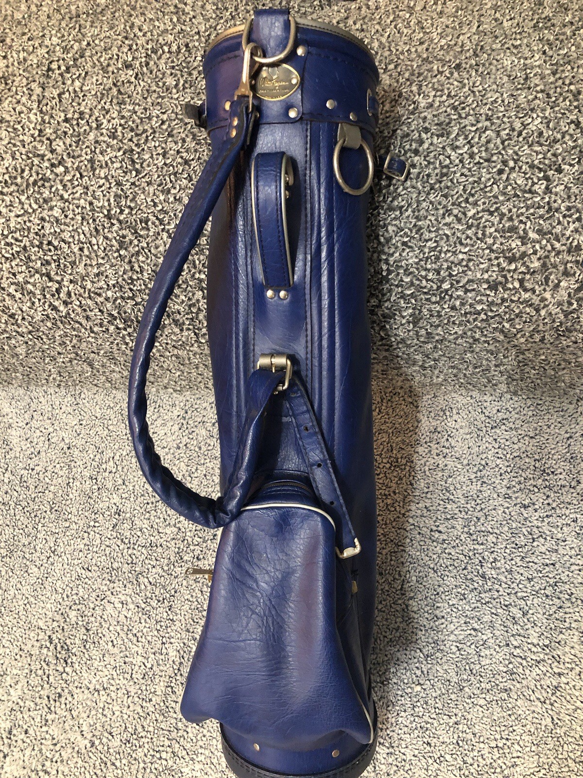 Vintage Walter Hagen Jet Bag Faux Leather 3 Divider Dark Blue Clean Zippers Good Vintage Walter Hagen Jet Bag Faux Leather 3 Divider Dark Blue Clean Zippers Good