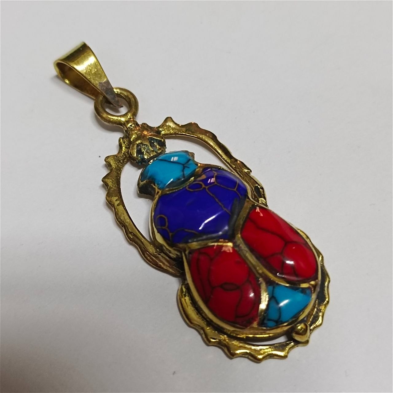 Ancient Scarab Beetle Pendant Brass Egyptian Handmade Collectible Charm Ancient Scarab Beetle Pendant Brass Egyptian Handmade Collectible Charm