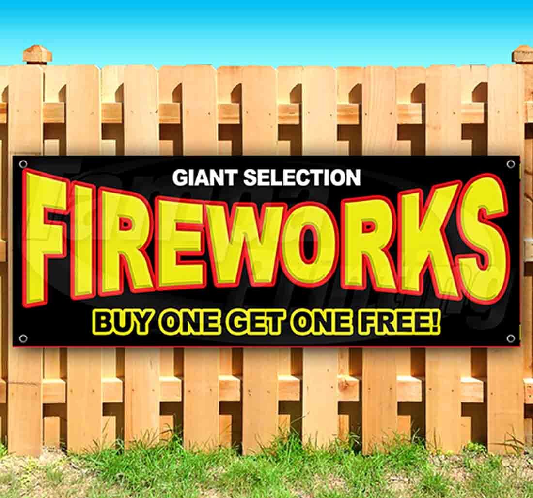 FIREWORKS BOGO CLEARANCE BANNER Advertising Vinyl Flag Sign Many Sizes SEASONAL