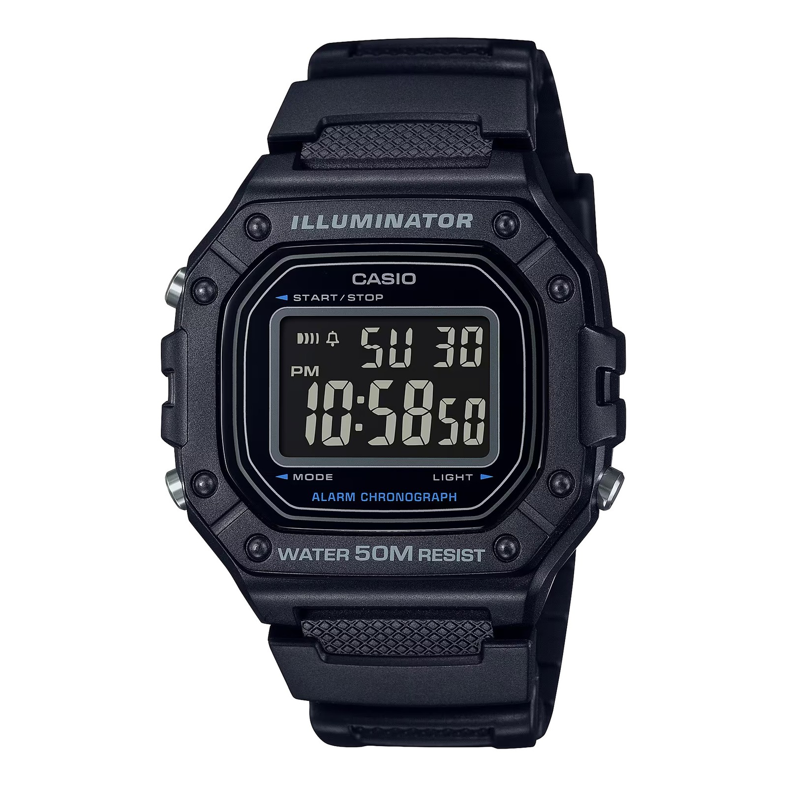 Casio Men's Water-Resistant Digital Watch with Black Dial - W-218H-1BVCF