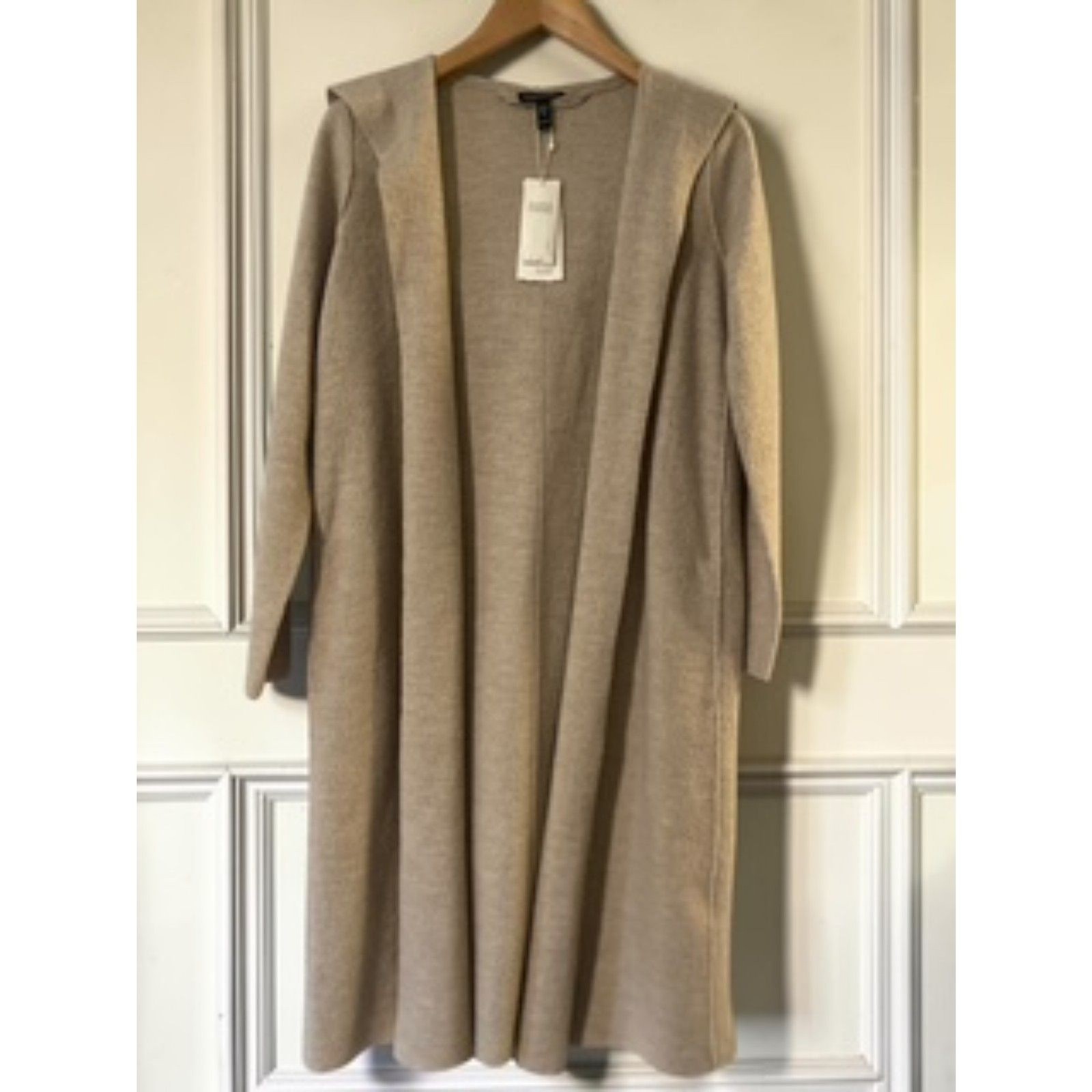 NWT Eileen Fisher The System Wheat Boiled Wool Hooded Jacket Duster XXS New