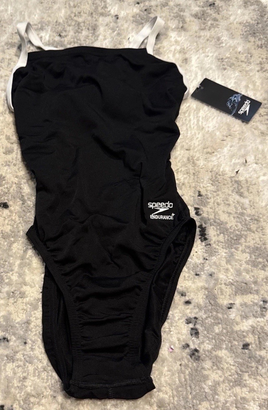 Speedo Women\'s Swimsuit One Piece Endurance Plus Womens Jr Sz 30 Black White Speedo Women\'s Swimsuit One Piece Endurance Plus Womens Jr Sz 30 Black White