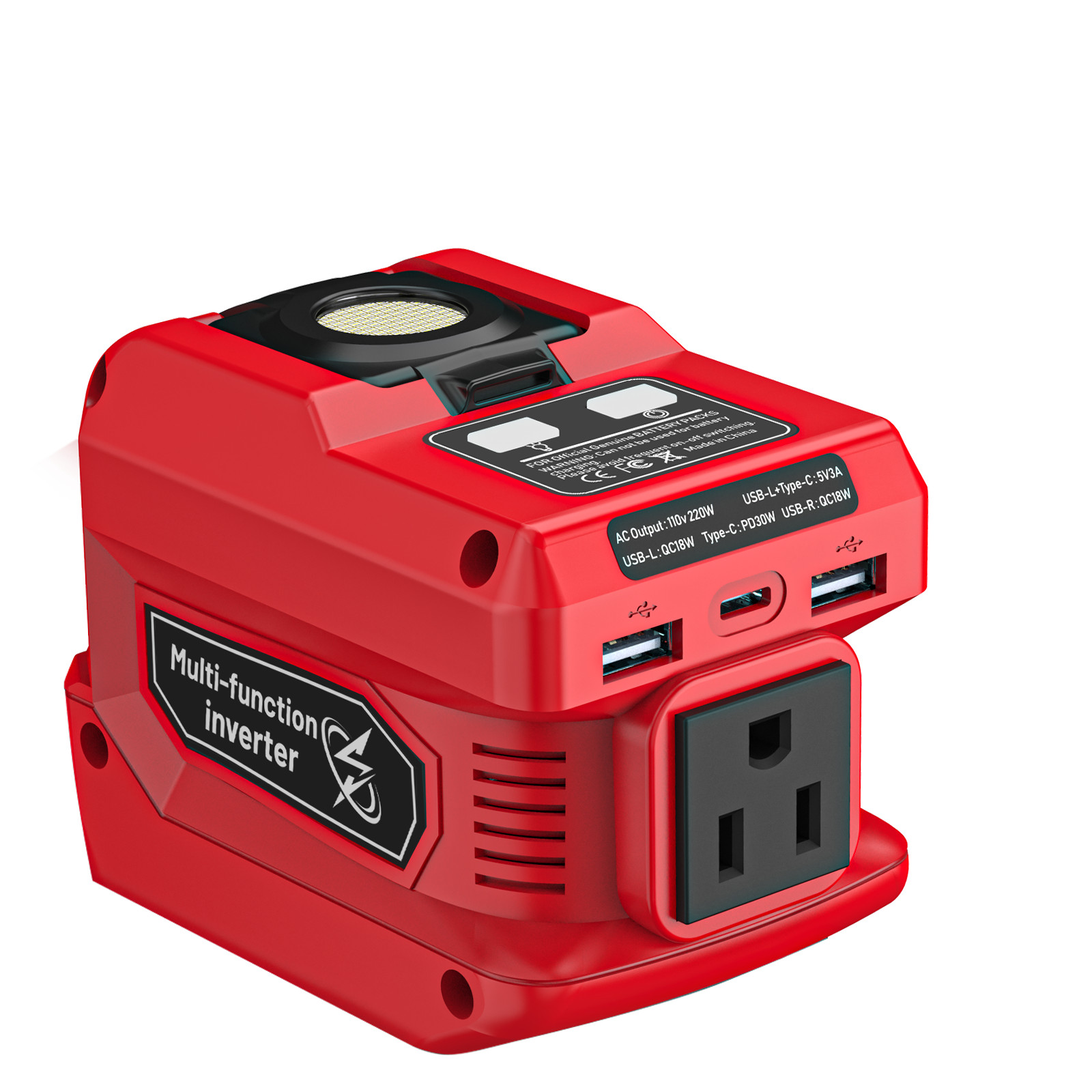 220W Power Inverter+140W USB Battery Charger for Mil-waukee 18V Battery for Camp