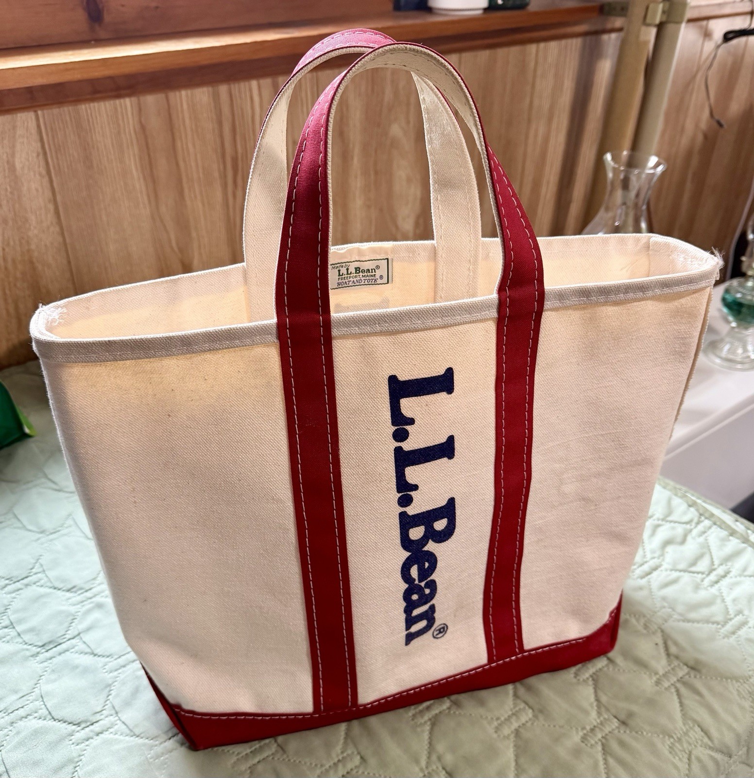 Vintage LL Bean Boat & Tote Canvas Bag SUPER-CLEAN Red 1980’s Maine, Blue Logo Vintage LL Bean Boat & Tote Canvas Bag SUPER-CLEAN Red 1980’s Maine, Blue Logo