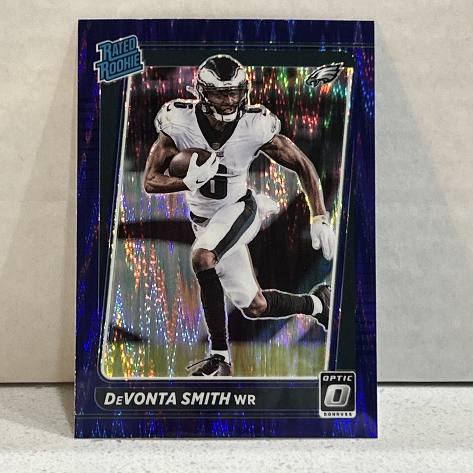2021 Panini Optic DeVonta Smith Rated Rookie Purple Shock Prizm #205 2021 Panini Optic DeVonta Smith Rated Rookie Purple Shock Prizm #205