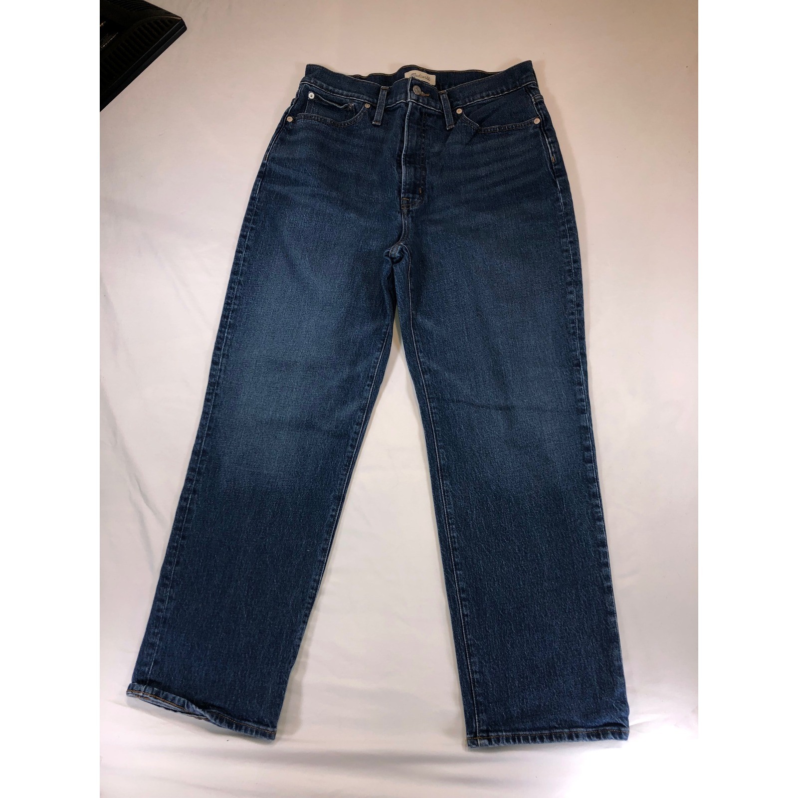 Madewell Womens High Rise Straight Leg Jeans Blue Button Fly Indigo Denim Madewell Womens High Rise Straight Leg Jeans Blue Button Fly Indigo Denim