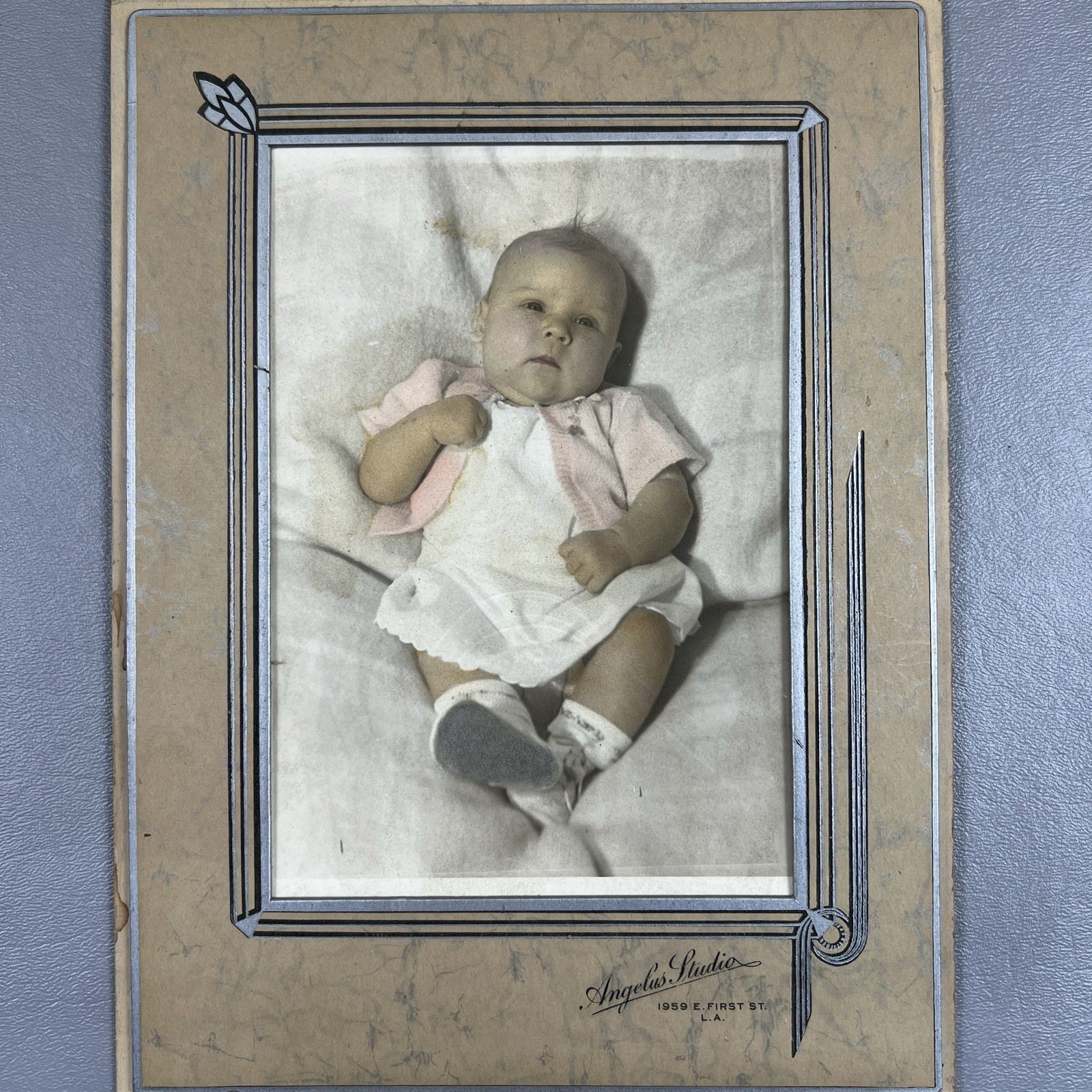 Vintage Tinted Baby Girl Portrait Photo Pink Angelus Studio L.A. Calif Art Deco Vintage Tinted Baby Girl Portrait Photo Pink Angelus Studio L.A. Calif Art Deco