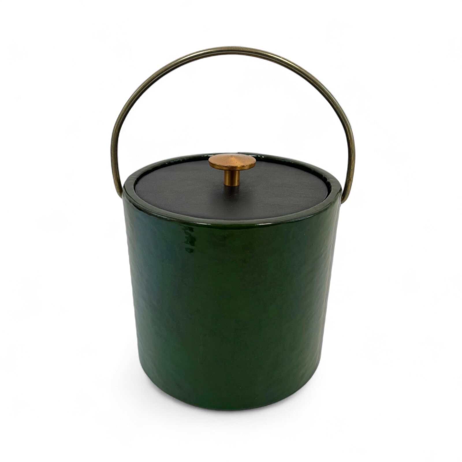 Ice Bucket VTG 1970s Green Vinyl Brass SUPER CLASSY Ice Bucket VTG 1970s Green Vinyl Brass SUPER CLASSY