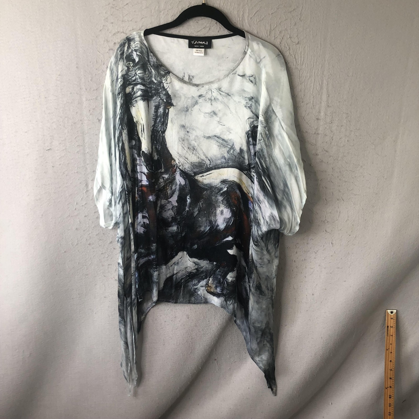 Dilemma New York Tunic Top Womens One Size Horse Art Sheer Dolman Oversized Dilemma New York Tunic Top Womens One Size Horse Art Sheer Dolman Oversized
