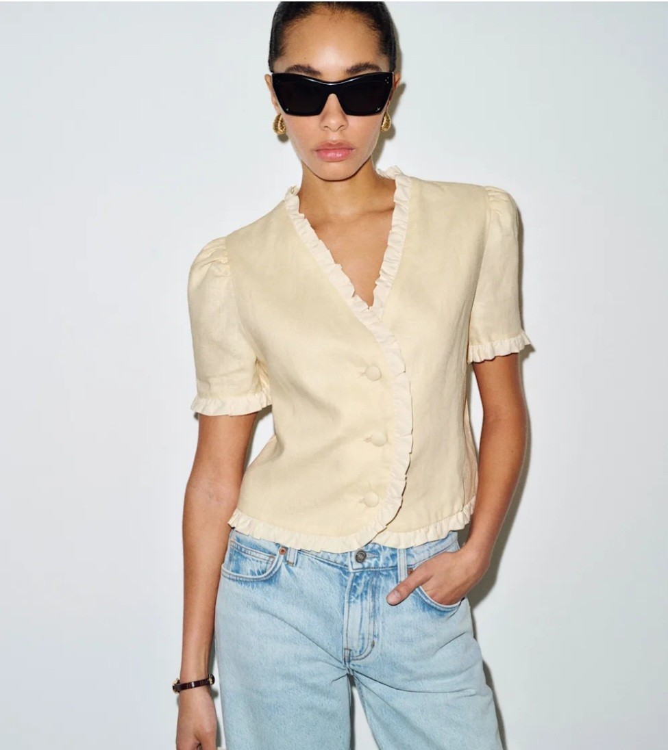 Reformation Bess Linen - XS - Sugar color - New