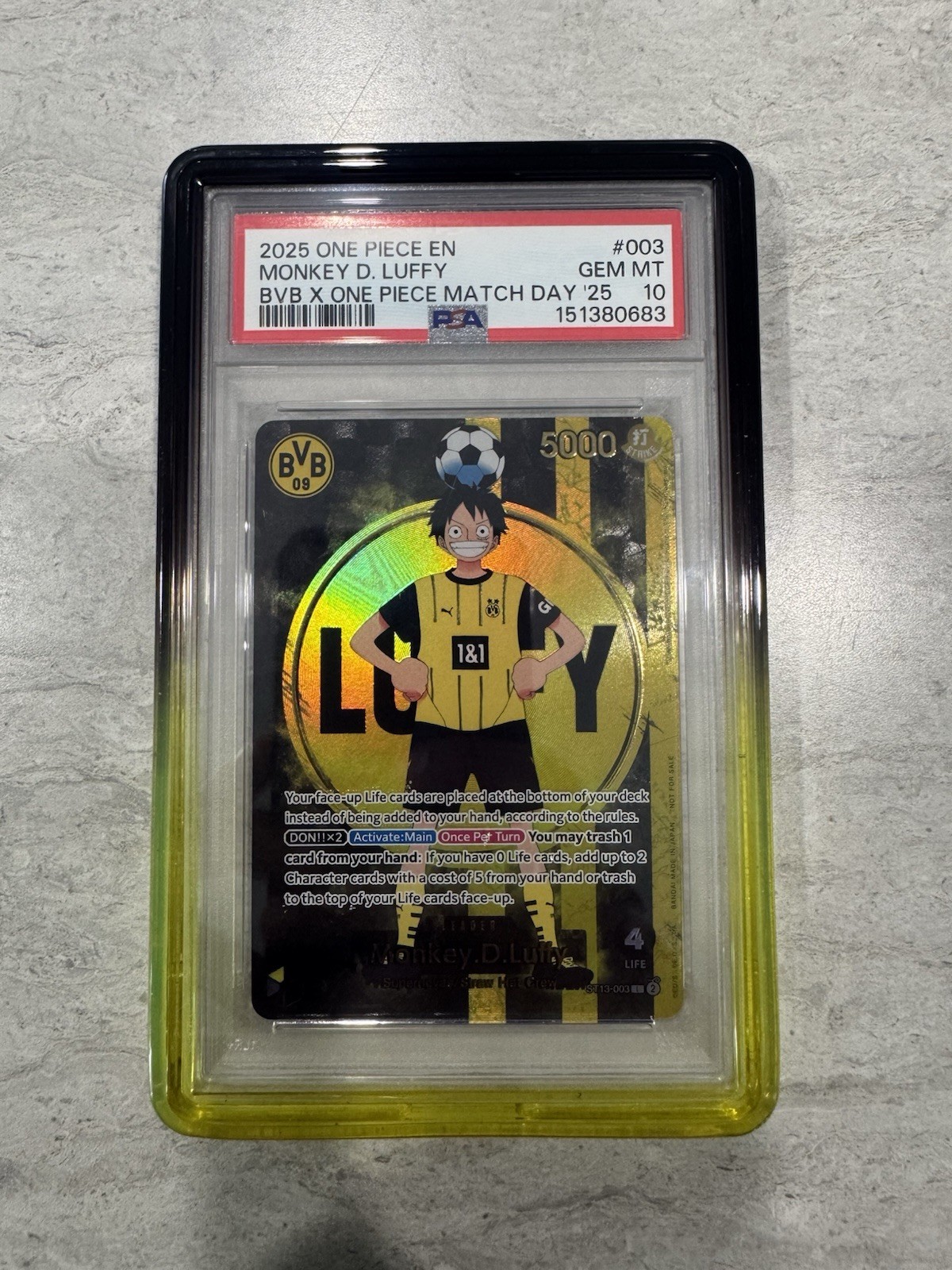 2025 One Piece CCG Monkey D. Luffy BVB x Match Day \'25 ST13-003 PSA 10 2025 One Piece CCG Monkey D. Luffy BVB x Match Day \'25 ST13-003 PSA 10