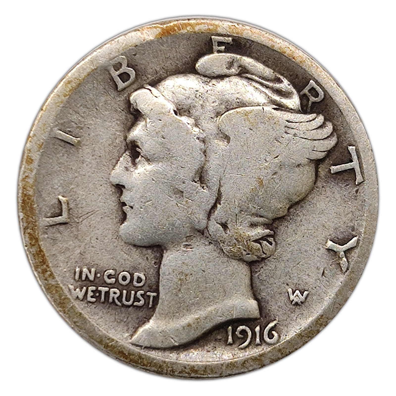1916-P Mercury Dime VG Very Good 90% Silver 1916-P Mercury Dime VG Very Good 90% Silver