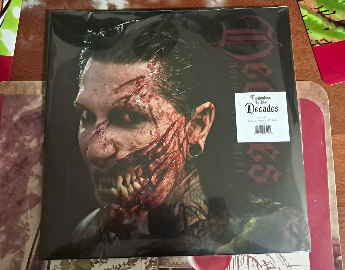 Motionless In White Decades SIGNED Ruby, Black, & Tan Vinyl Dark Cover Variant Motionless In White Decades SIGNED Ruby, Black, & Tan Vinyl Dark Cover Variant