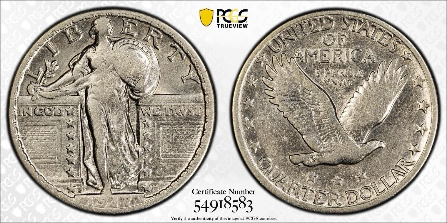 1917-D Standing Liberty Quarter Type 2 PCGS VF DETAILS