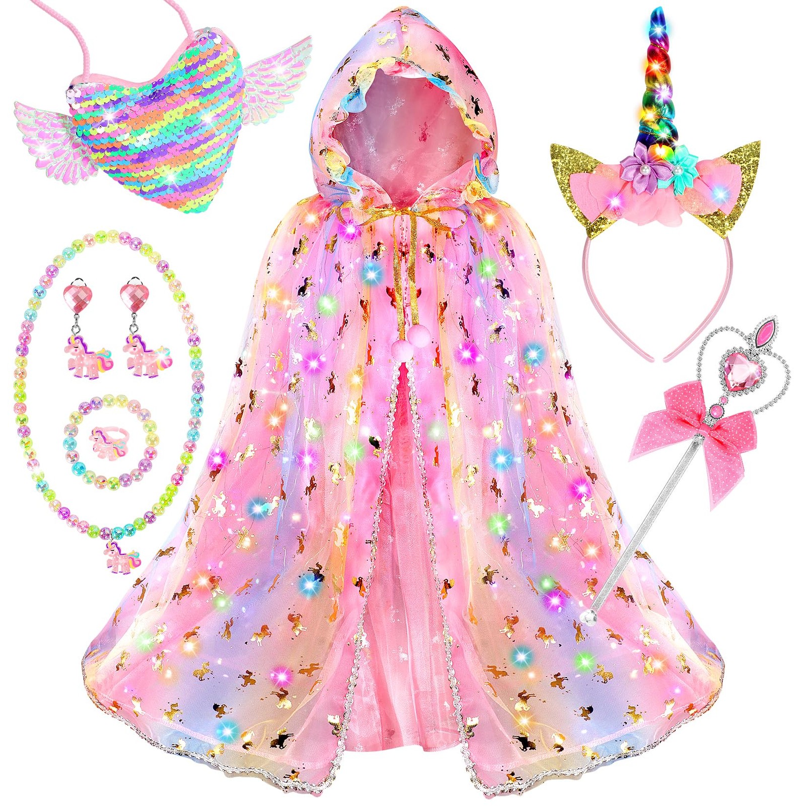 Fedio Princess Dress up for Girls,Unicorn Light One Size, Pink Fedio Princess Dress up for Girls,Unicorn Light One Size, Pink