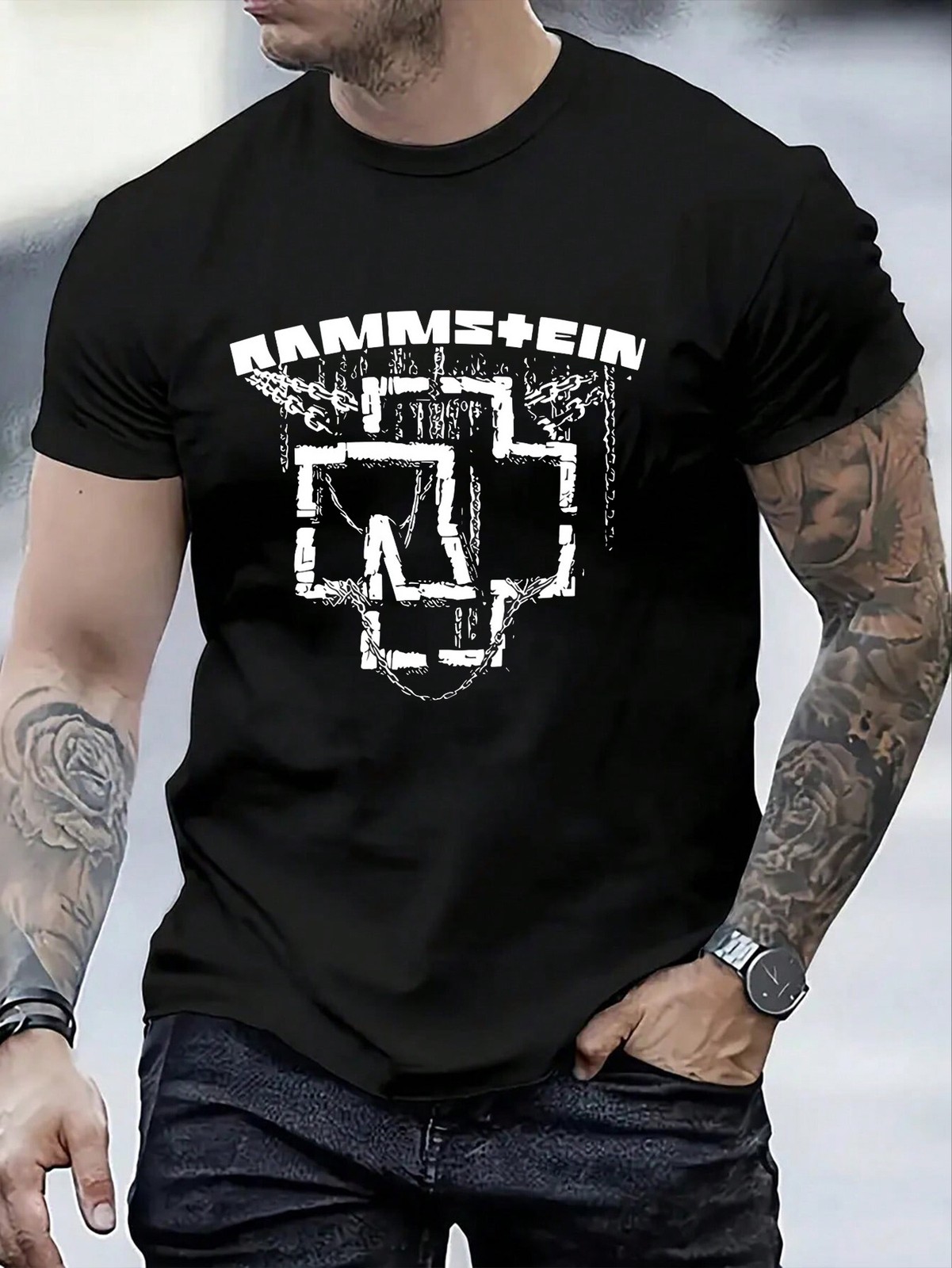 Rammstein Merch Core Men\'s Heavyweight 100% Cotton T-Shirt - 180gsm Industrial C
