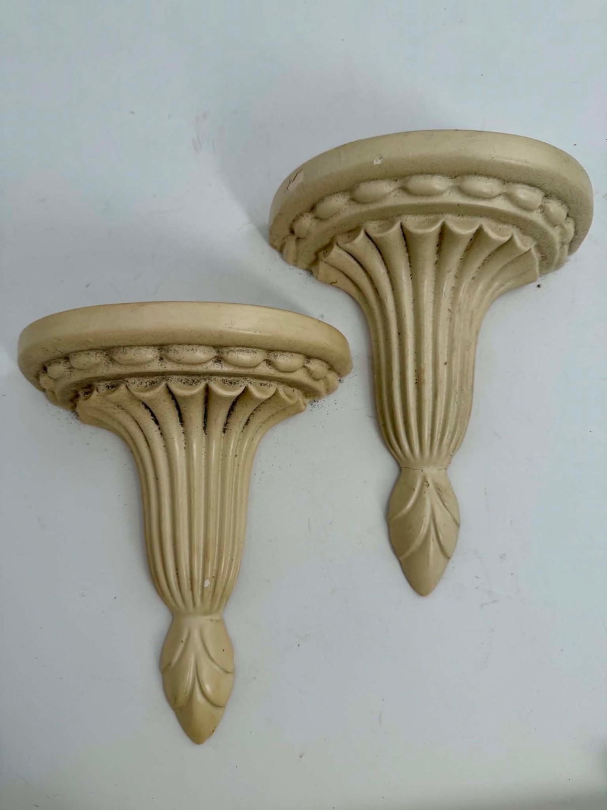 VTG Pair Torch Greek Sconce Wall Shelf Chalkware French Neoclassic Regency Ivory VTG Pair Torch Greek Sconce Wall Shelf Chalkware French Neoclassic Regency Ivory