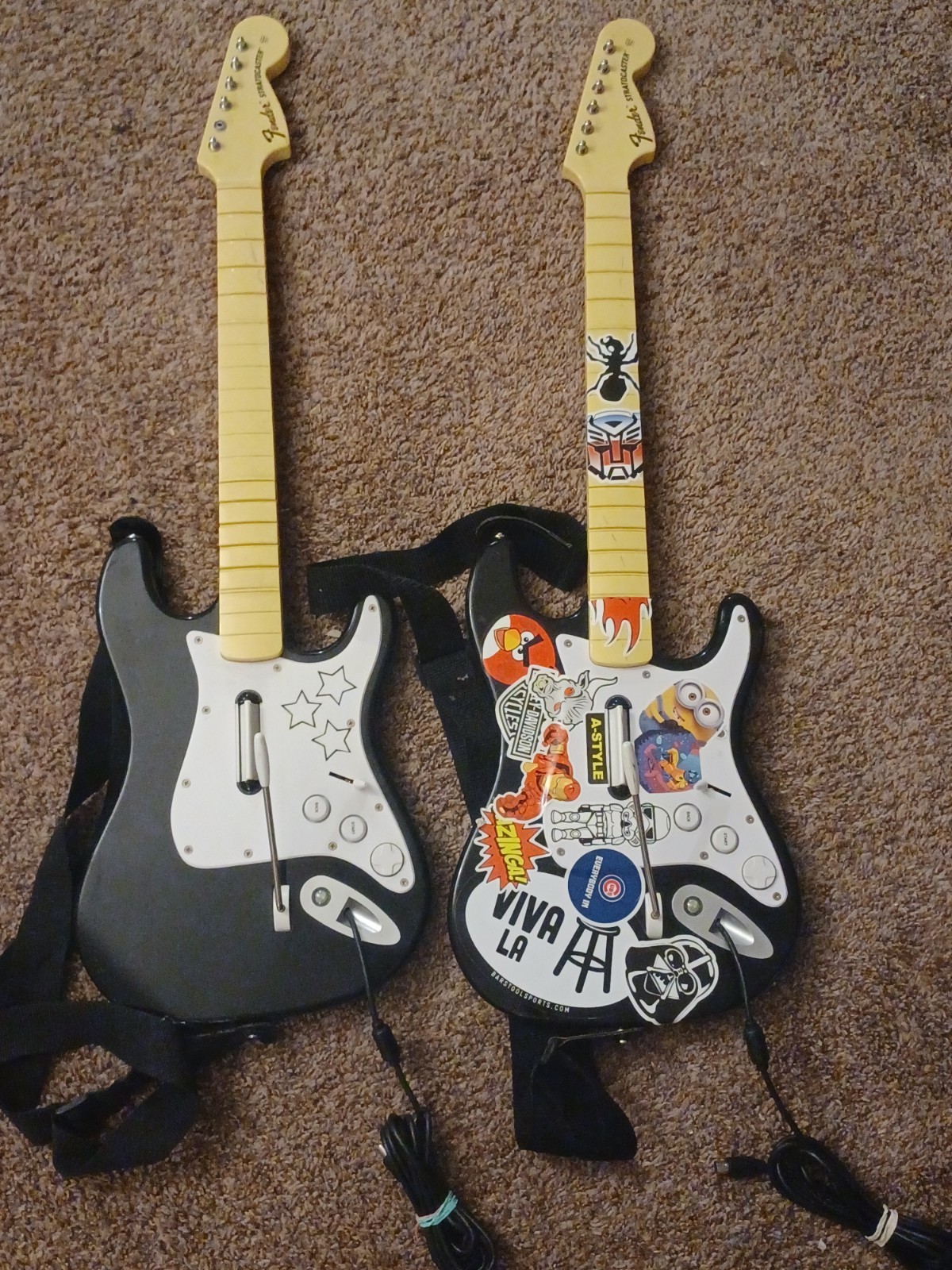 Lot Of 2 Rock Band Xbox 360 Harmonix Wired Fender Stratocaster Guitar 822152