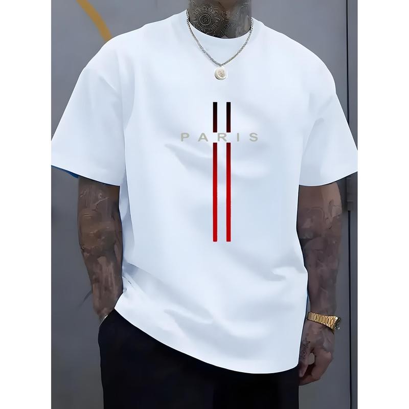 Men\'s Fashion Casual Crew Neck T-Shirt 100% Cotton Loose Fit Short Sleeved