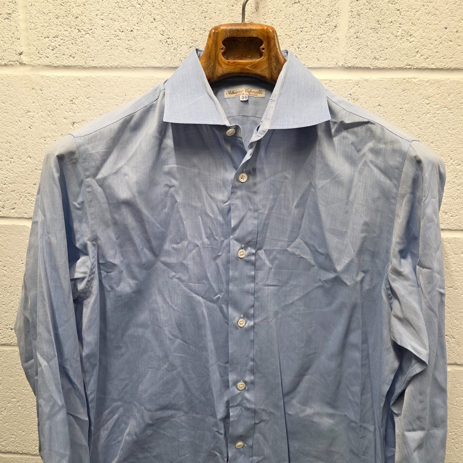 Adriano Cifonelli Paris Shirt italy 39 15.5 All cotton Light blue  shirt 22x33