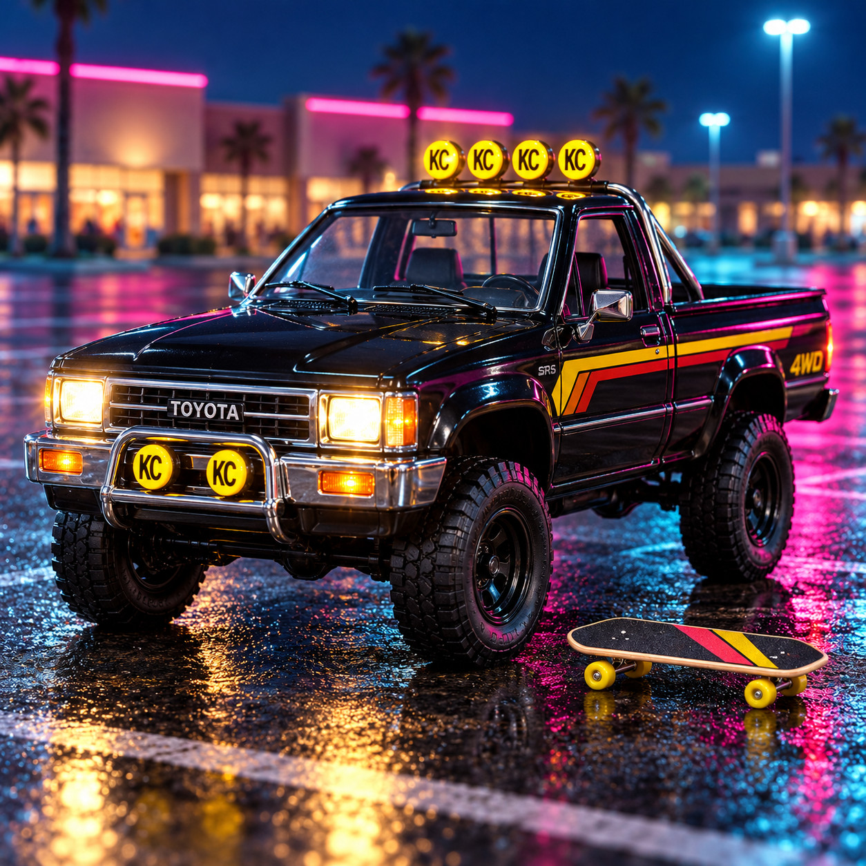 JADA 1:24 1985 TOYOTA SR5 PICKUP BACK TO THE FUTURE W/ SKATEBOARD