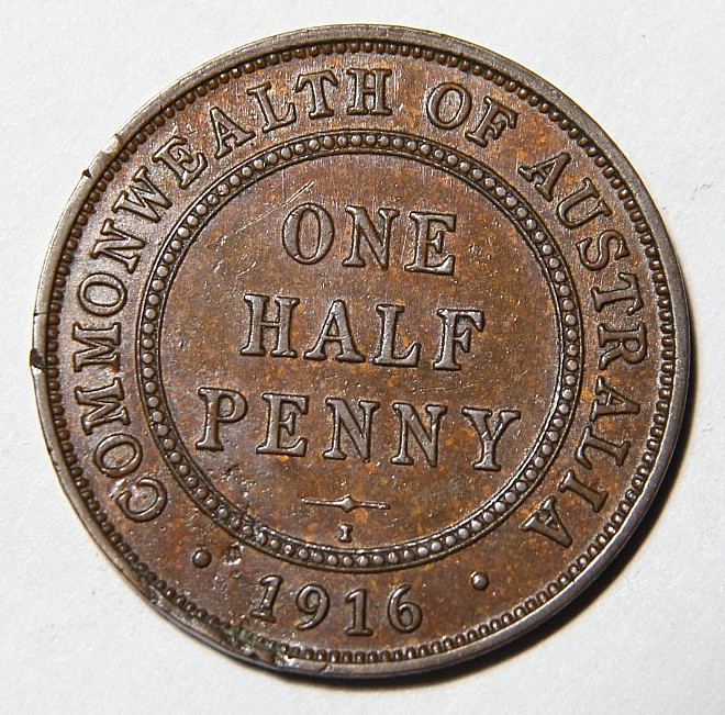 1916 I Australia Half 1/2 Cent Nice AU Details Scarce Condition -110- 1916 I Australia Half 1/2 Cent Nice AU Details Scarce Condition -110-