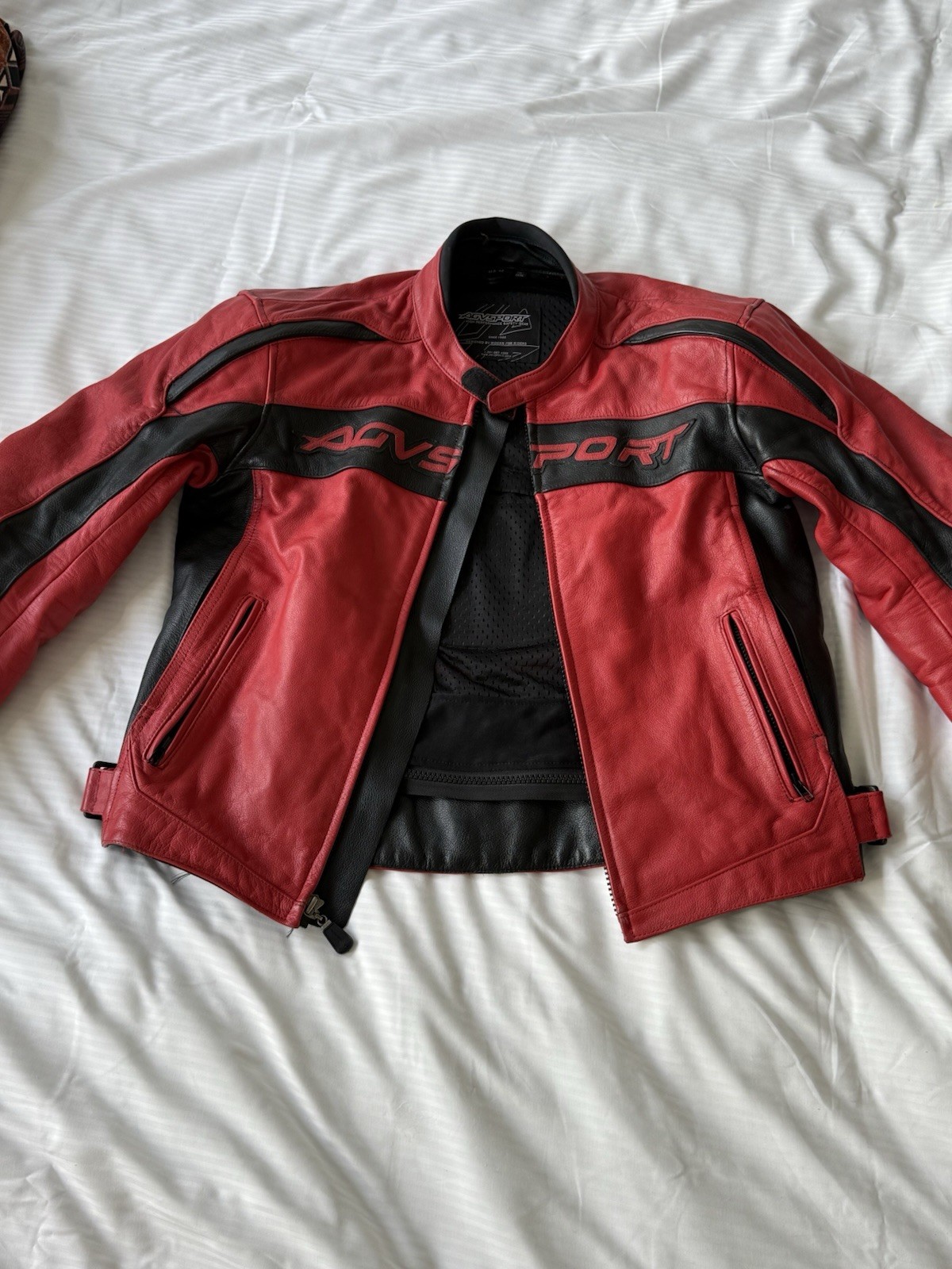 AGV Sport Red & Black Leather Motorcycle Racing Jacket AGV Sport Red & Black Leather Motorcycle Racing Jacket