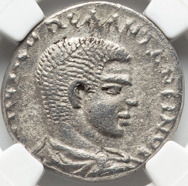 Diadumenian 218 AD NGC XF Silver Tetradrachm Roman Empire Coin VERY SHORT REIGN
