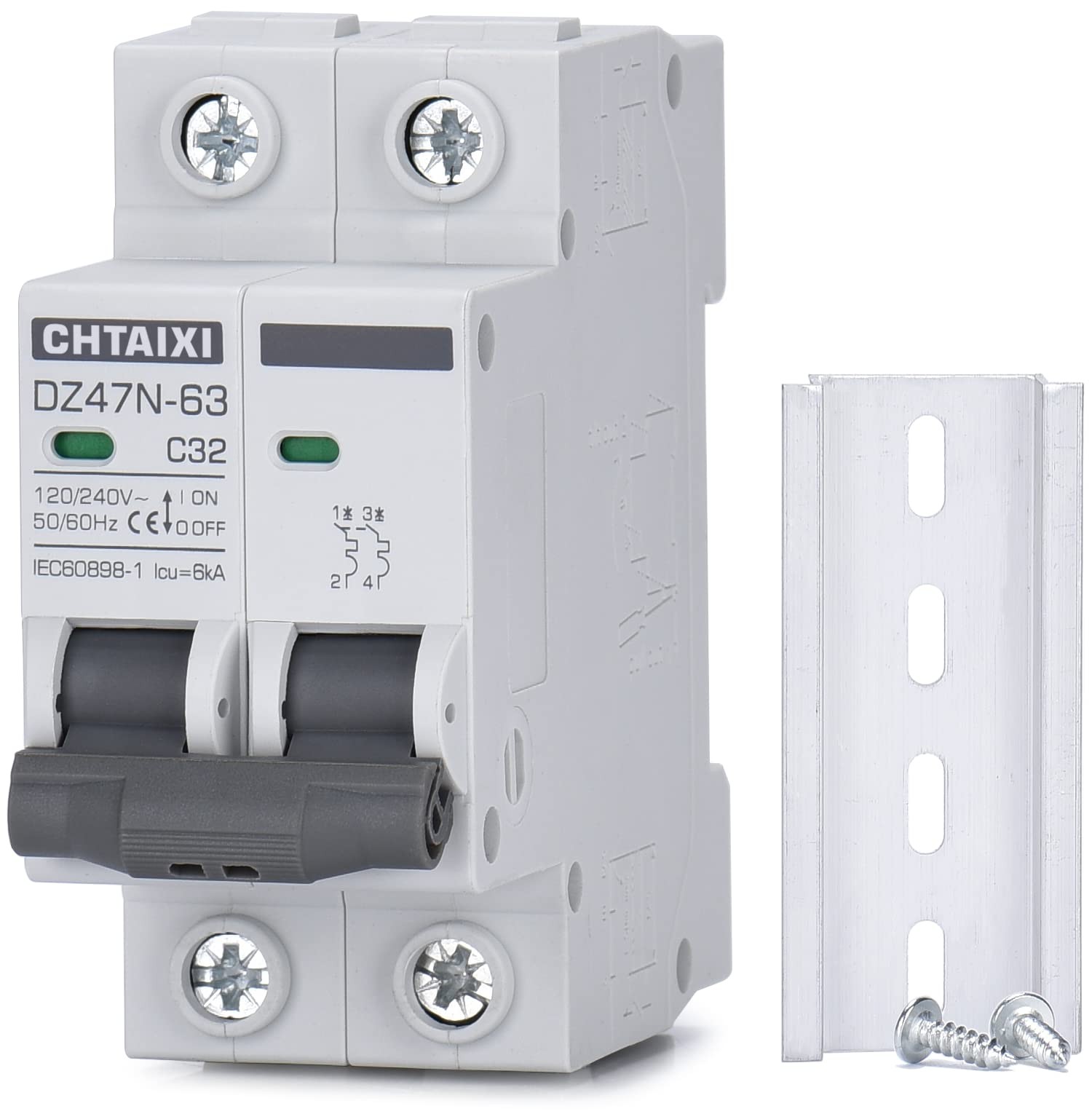 AC Miniature Circuit Breaker, 32 Amp 120V/240V 2 Pole DIN Rail Mount Circuit ... AC Miniature Circuit Breaker, 32 Amp 120V/240V 2 Pole DIN Rail Mount Circuit ...