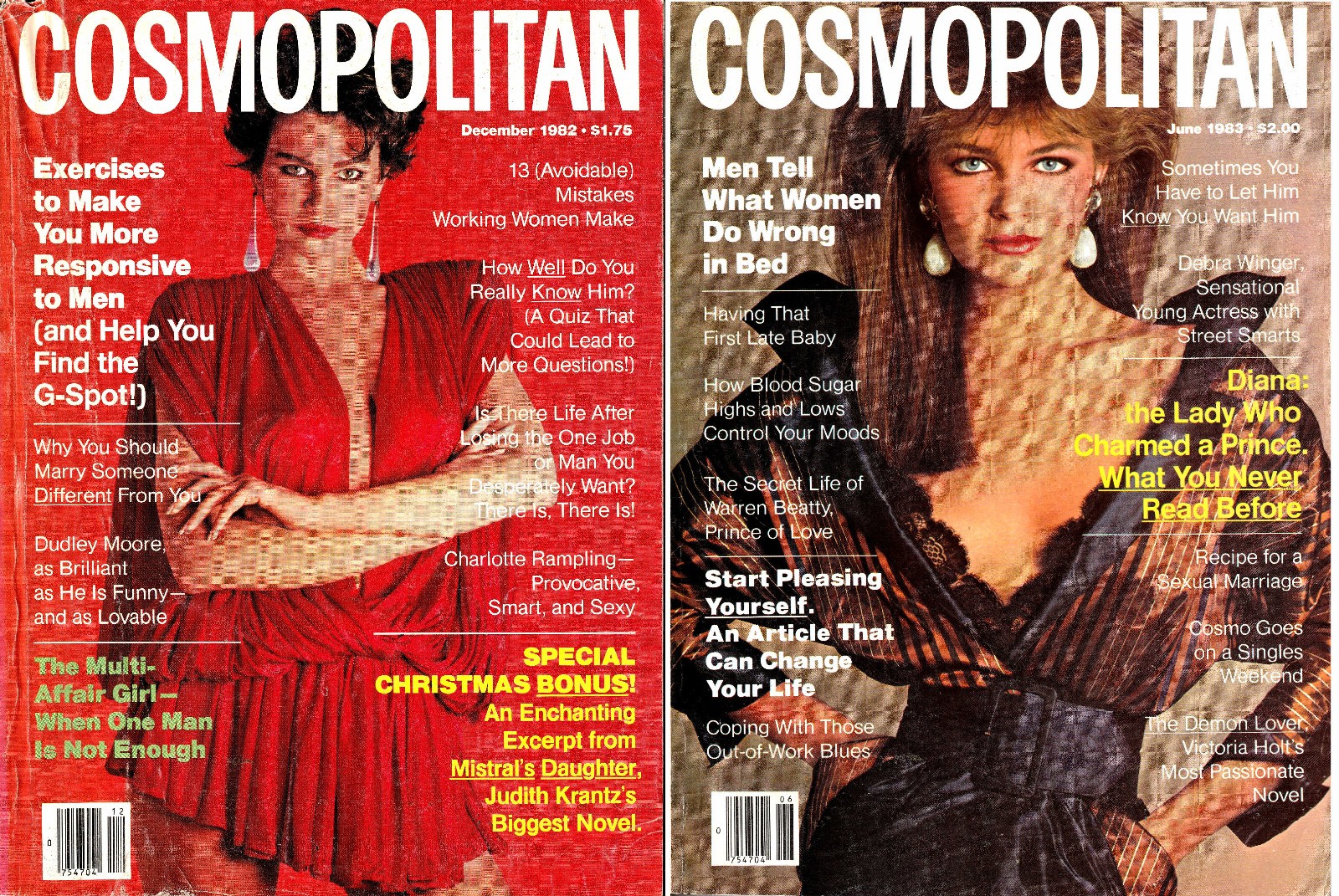 2 Cosmopolitan Magazines December 1982 & June 1983 Both With Gia Carangi RARE