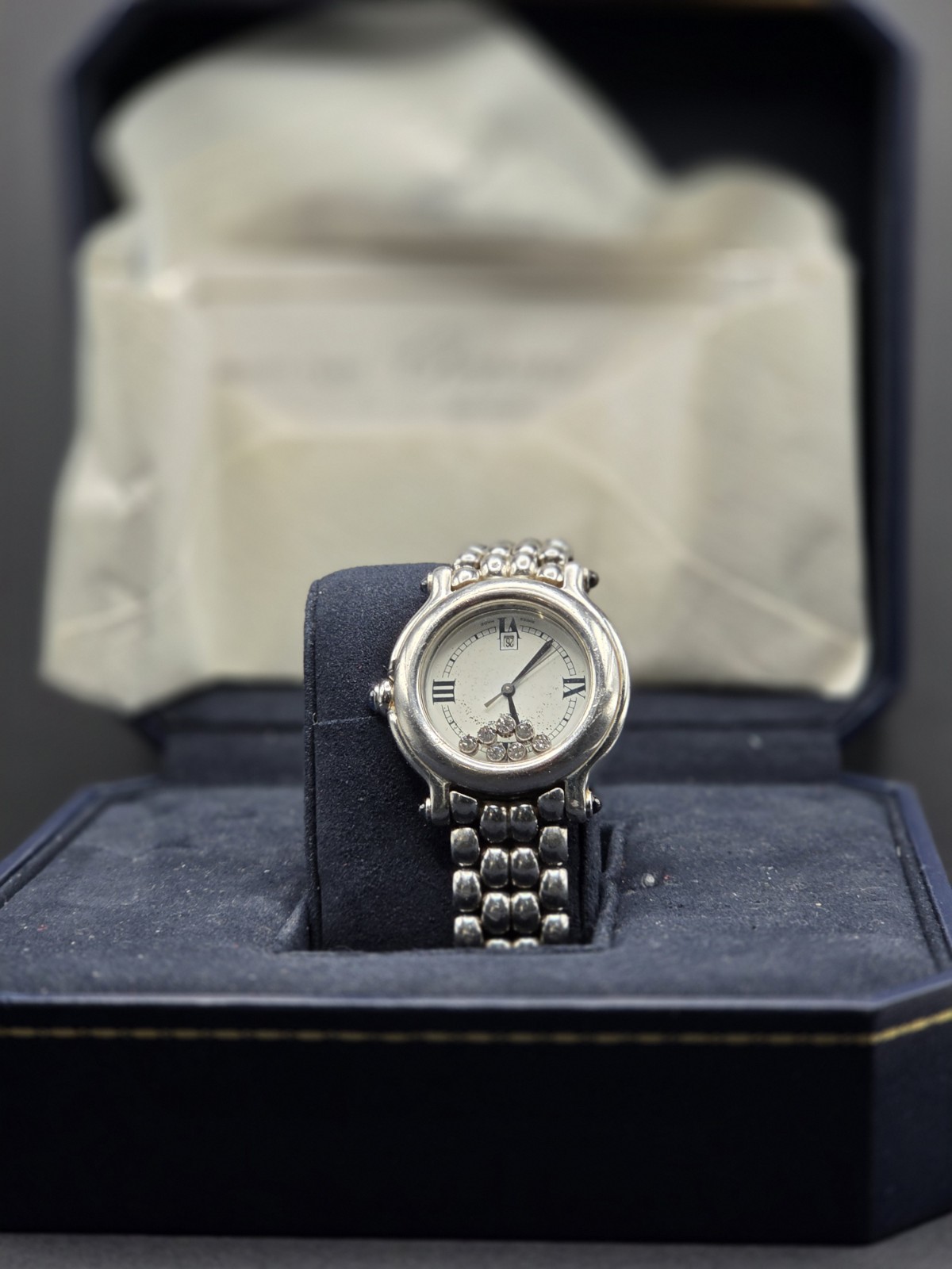 CHOPARD HAPPY SPORT ROUND STAINLESS STEEL DIAMOND ENCRUSTED WATCH 27/8236-23 CHOPARD HAPPY SPORT ROUND STAINLESS STEEL DIAMOND ENCRUSTED WATCH 27/8236-23
