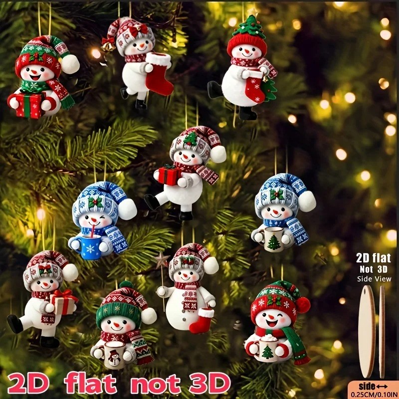 15PCS Christmas Snowman Hanging Ornaments Assorted Holiday Tree Decorations