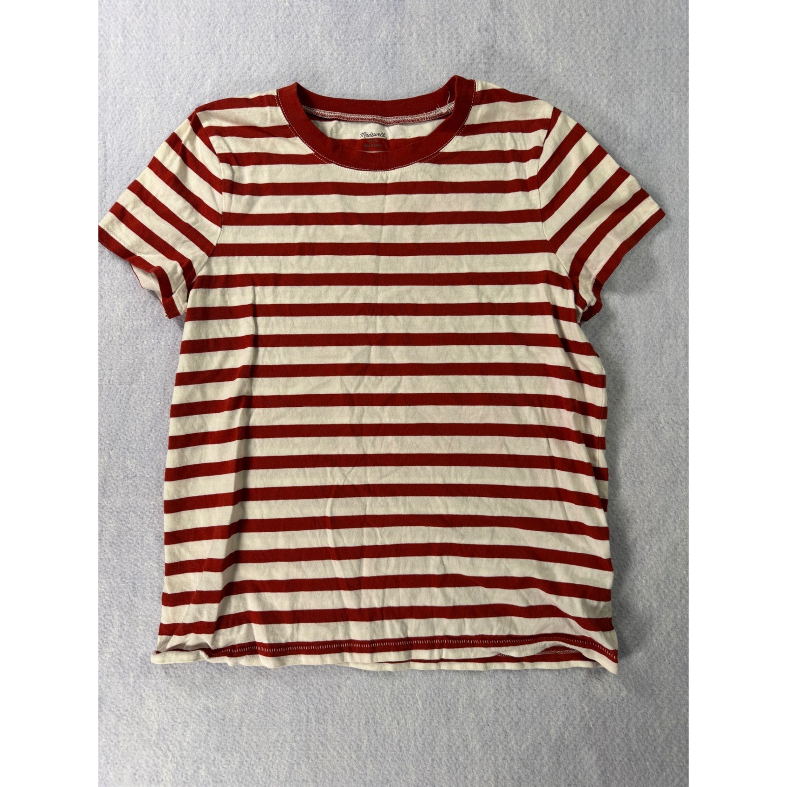 Madewell Womens Red White Striped Short Sleeve Cotton T-Shirt K2258 HO18 Small Madewell Womens Red White Striped Short Sleeve Cotton T-Shirt K2258 HO18 Small