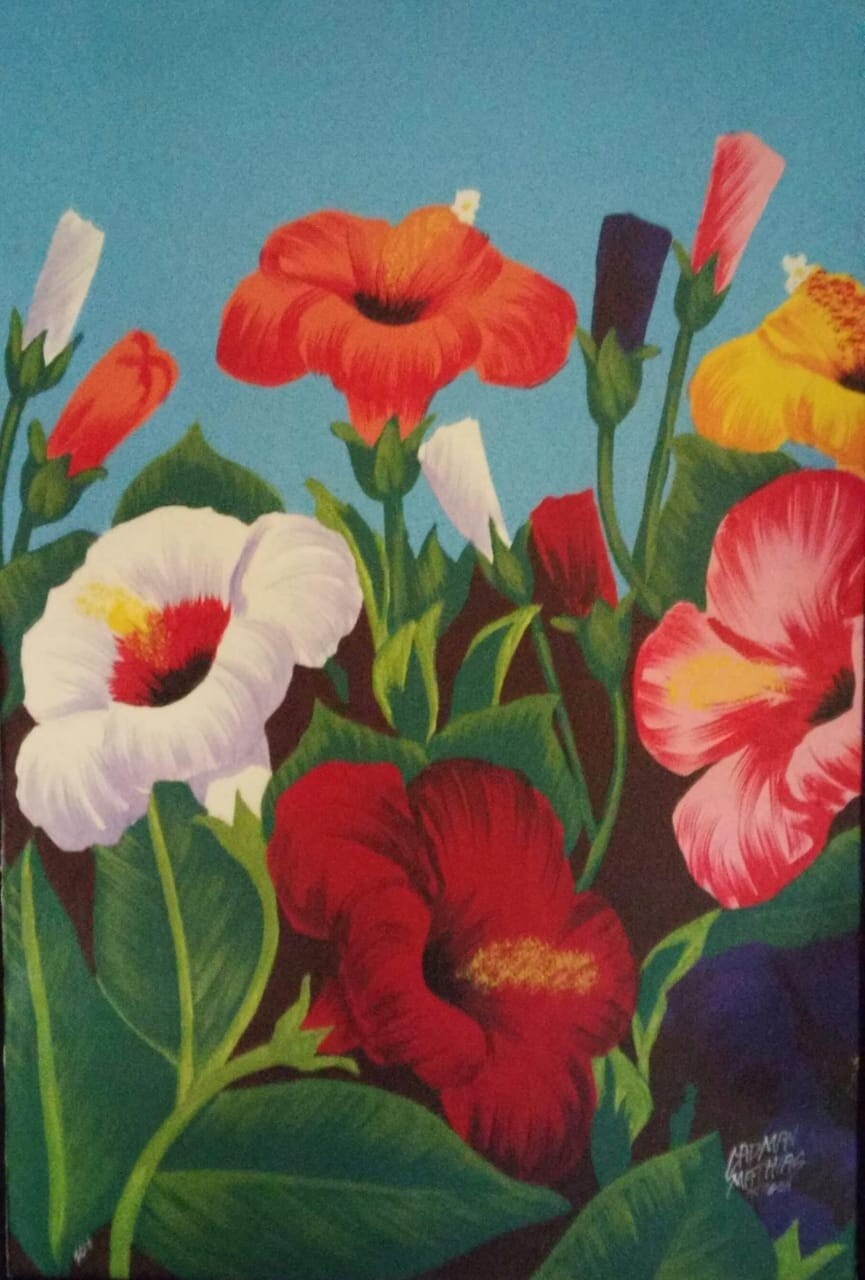 Fresh Flower Bouquet. Original Acrylic Art Painting. Home Wall Decore Fresh Flower Bouquet. Original Acrylic Art Painting. Home Wall Decore