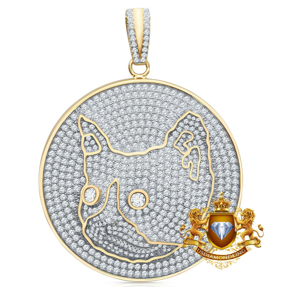 61+ Grams Real Silver VVS1/D 8.80 Cwt. Bulldog Head Pendant Cat Charm Big 3\'\'