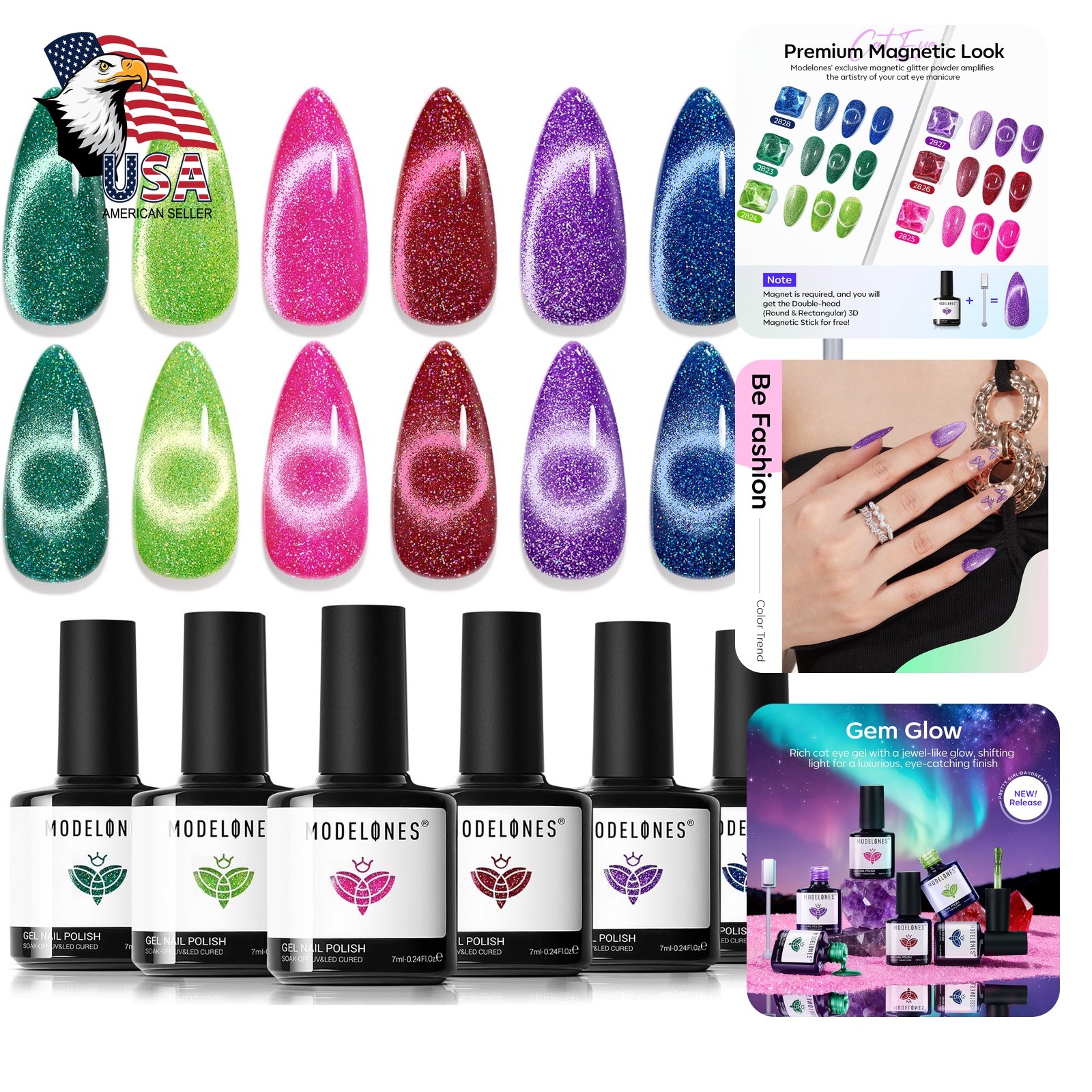 modelones Cat Eye Gem Glow Gel Set 6Colors modelones Cat Eye Gem Glow Gel Set 6Colors