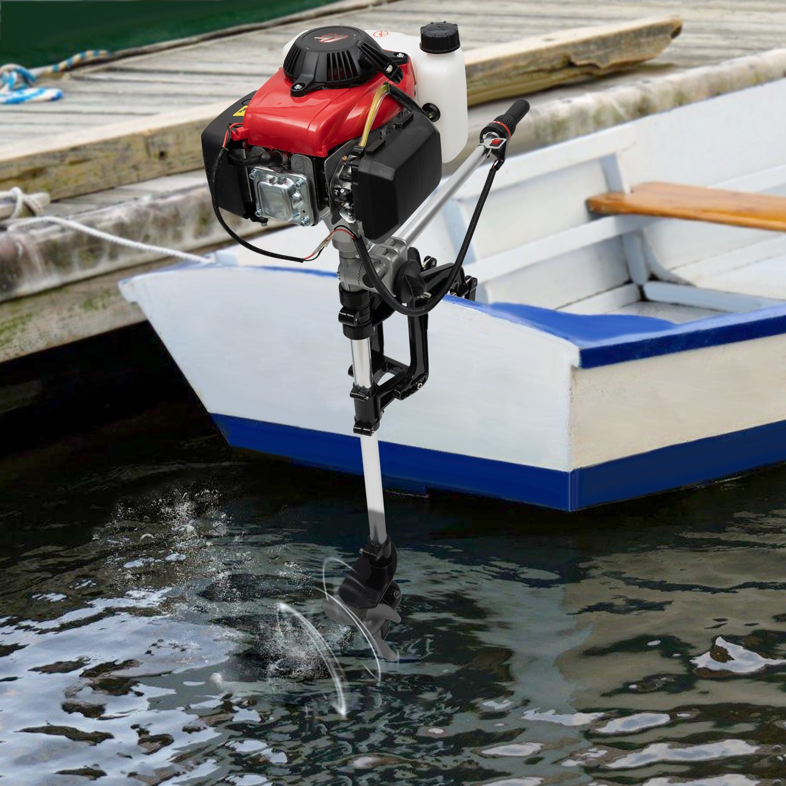 HANGKAI 53.2 cc 4HP 4-Stroke Outboard Engine Boat Motor w/ Air Cooling System