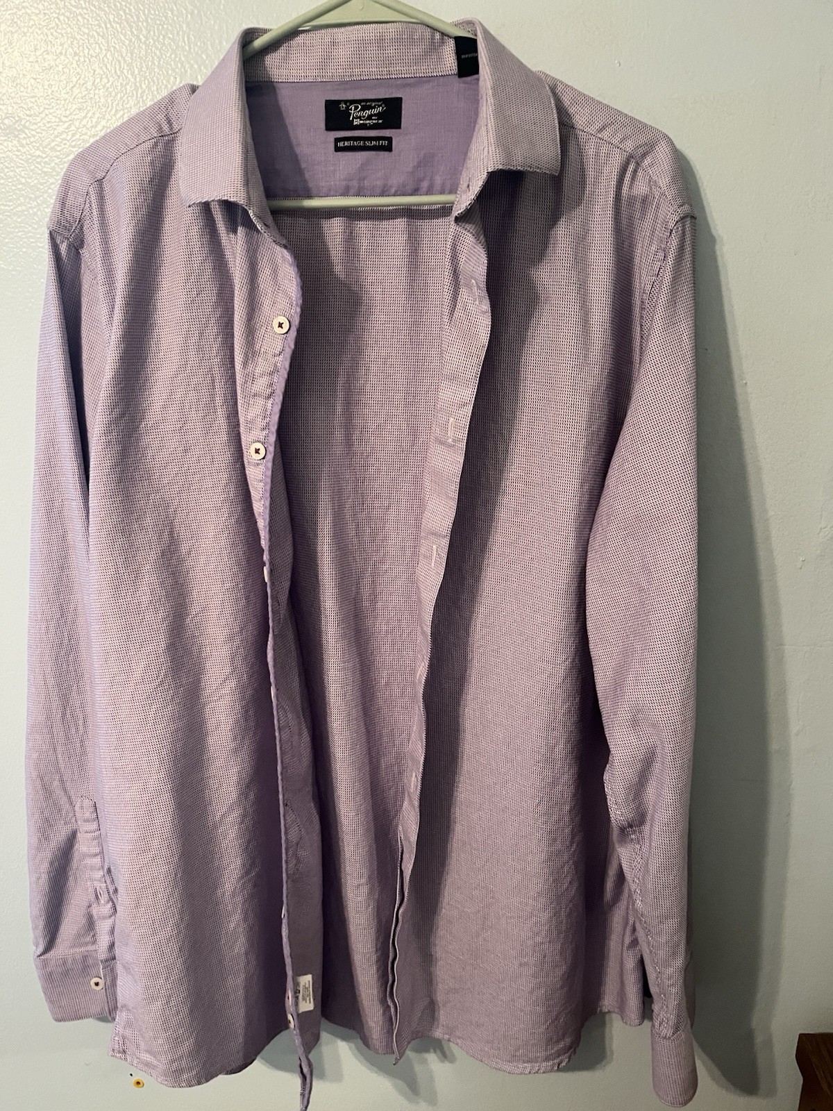 Original Penguin Slim Fit Lilac Tiny Gingham Size 17 34/35 Original Penguin Slim Fit Lilac Tiny Gingham Size 17 34/35