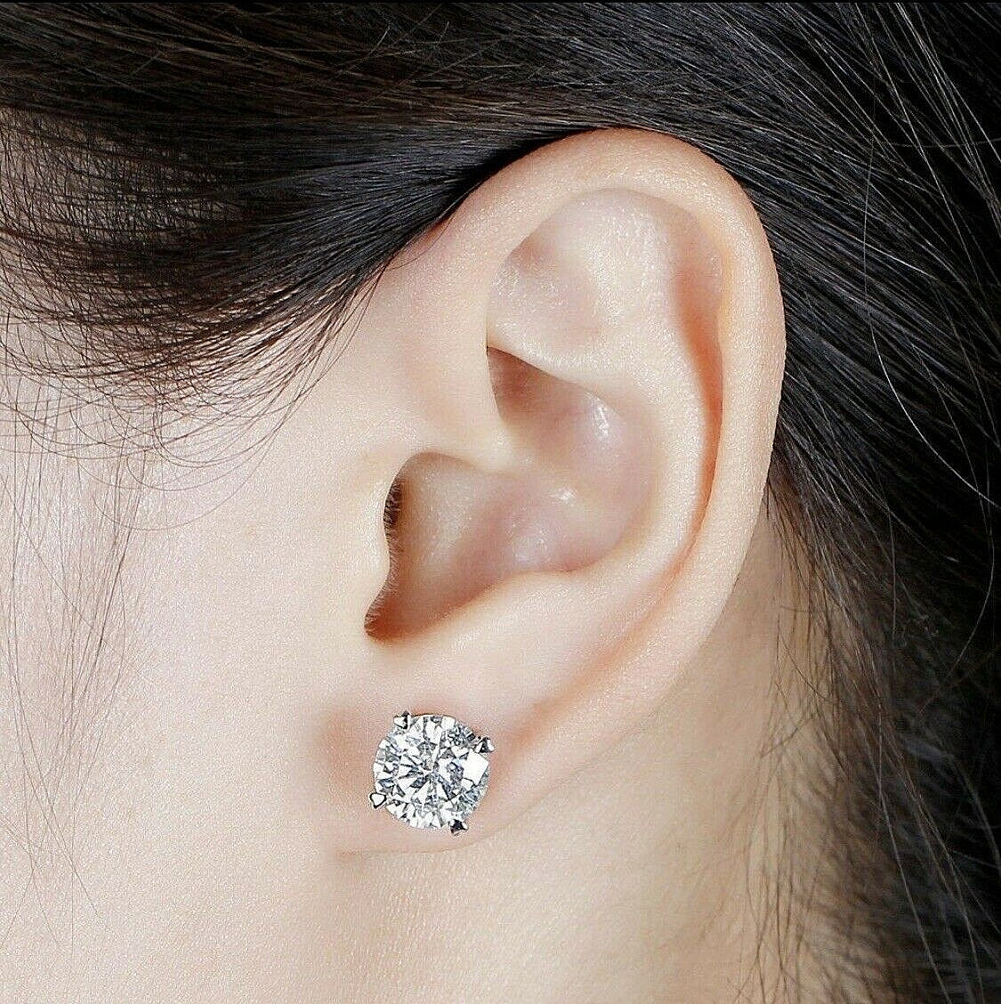 9 Ct Round Cut VVS1/D Lab Created Stud Earrings 14K White Gold 9mm Screw Back