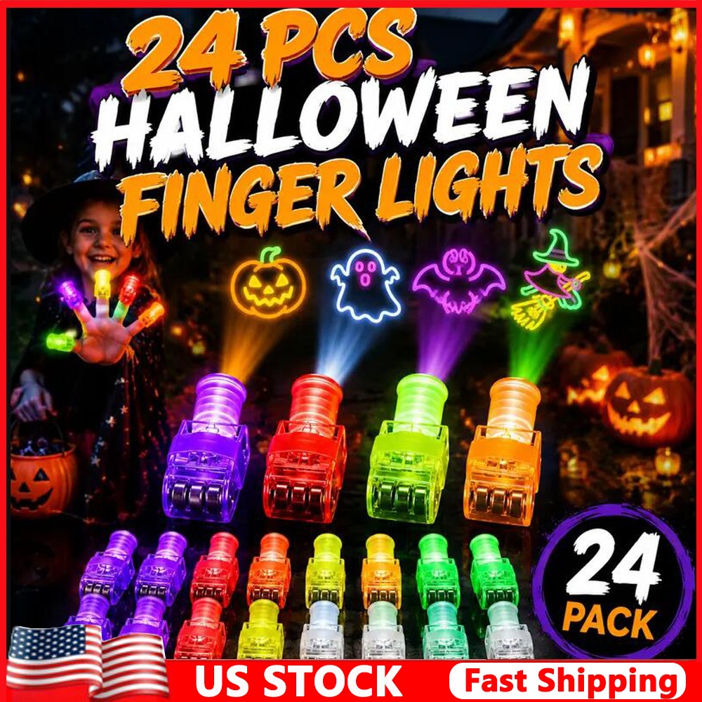 24Pcs Halloween LED Finger Lights Party Favors Non-Candy Goodie Bag