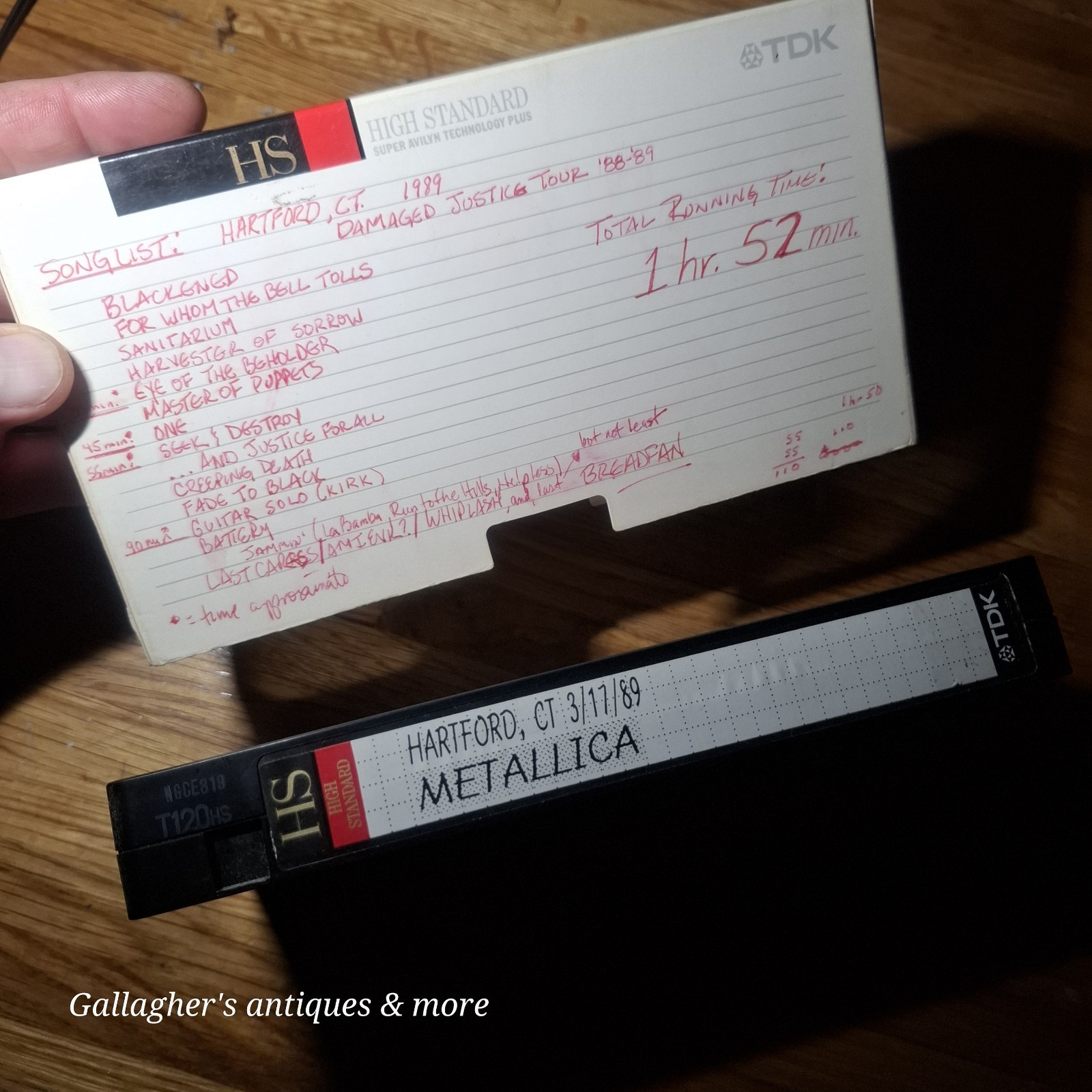 Vintage rare Metallica Vhs Tape HARTFORD CT 3/17/89 DAMAGED JUSTICE TOUR Vintage rare Metallica Vhs Tape HARTFORD CT 3/17/89 DAMAGED JUSTICE TOUR