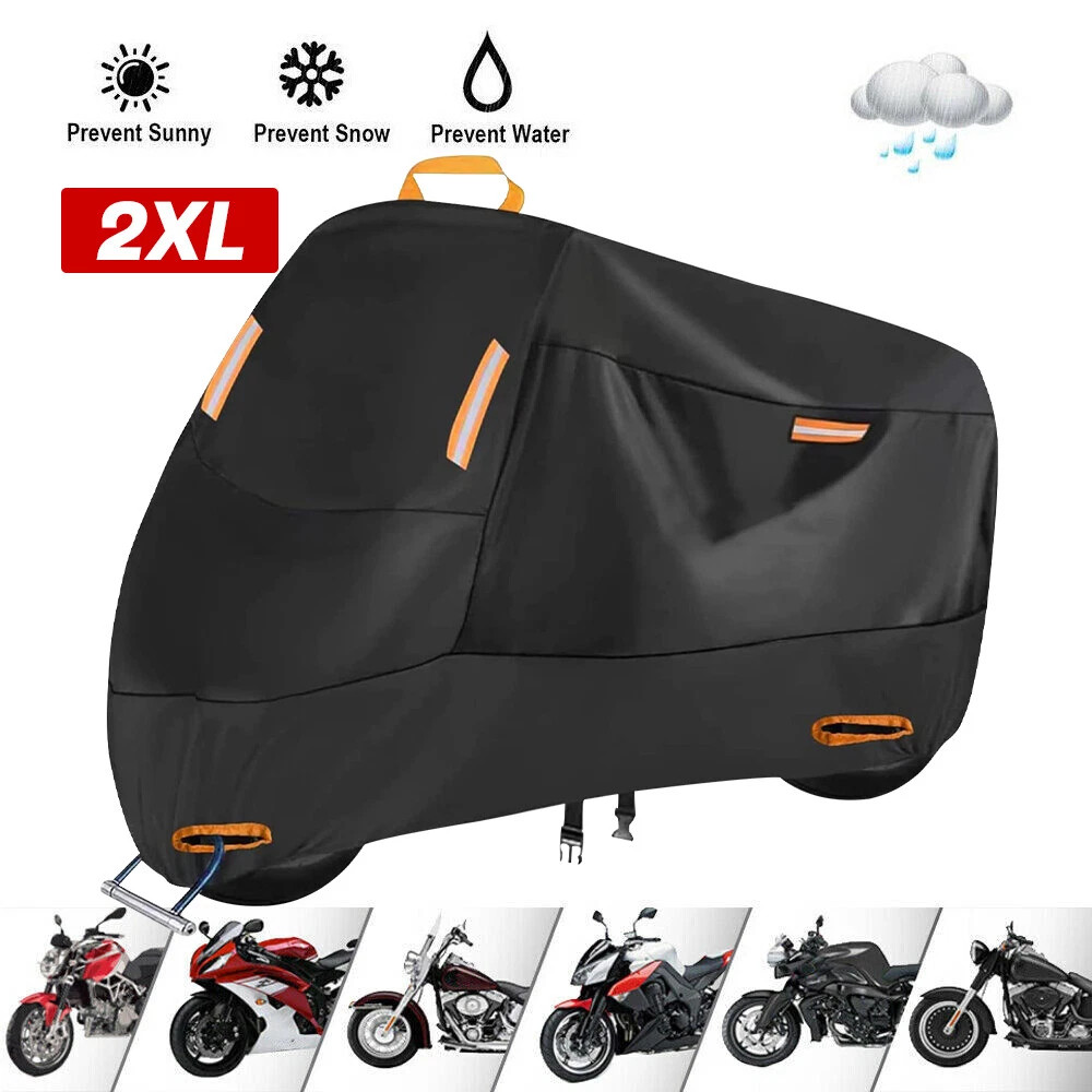 2XL Motorcycle Cover Waterproof Heavy Duty for Winter Outdoor Dust Rain Storage