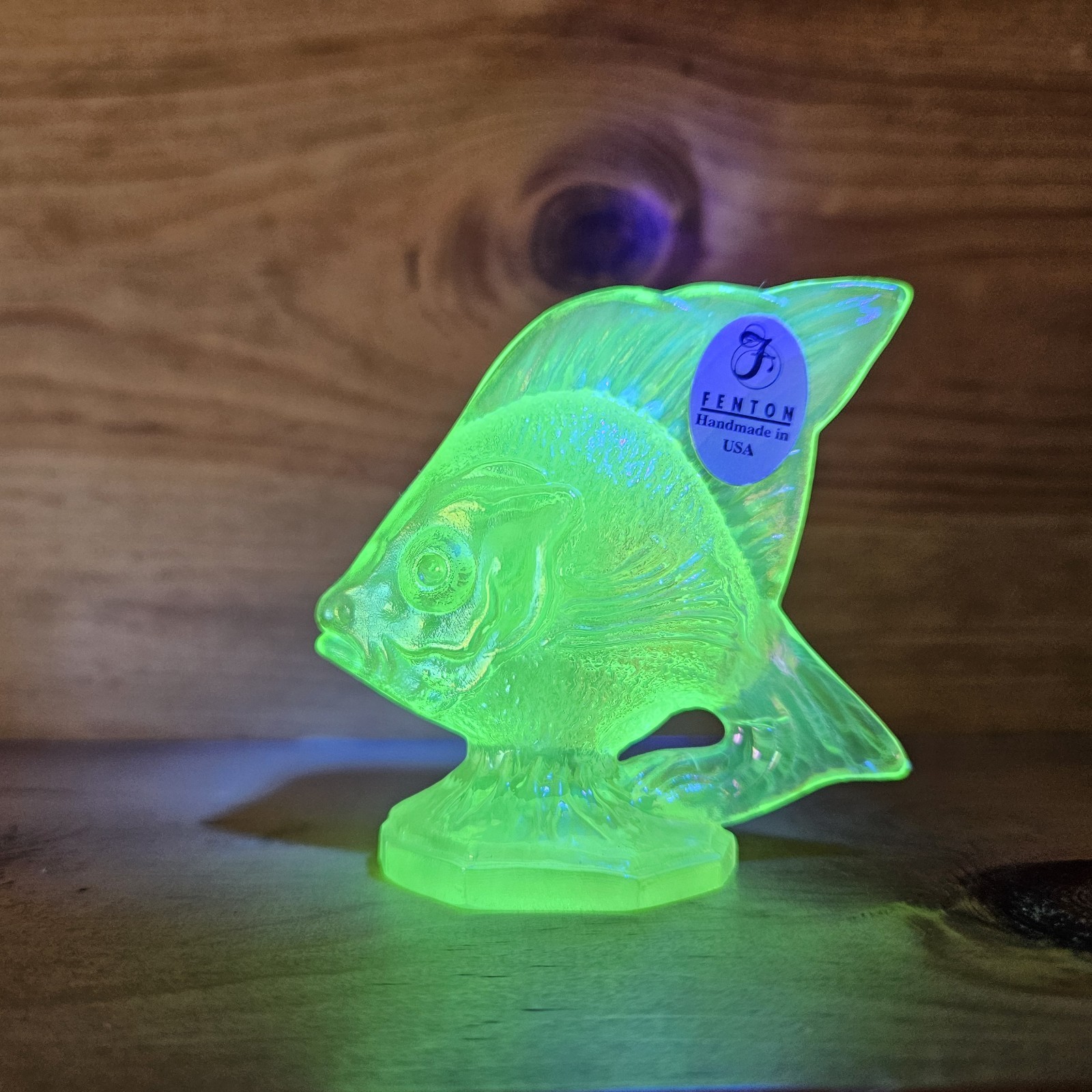 Fenton topaz sunfish - uranium glass Fenton topaz sunfish - uranium glass