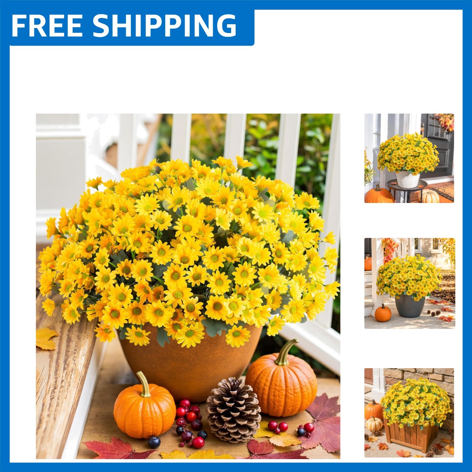 Realistic UV Resistant Daisy Mums - 6 Bundles for Timeless Home & Garden Style
