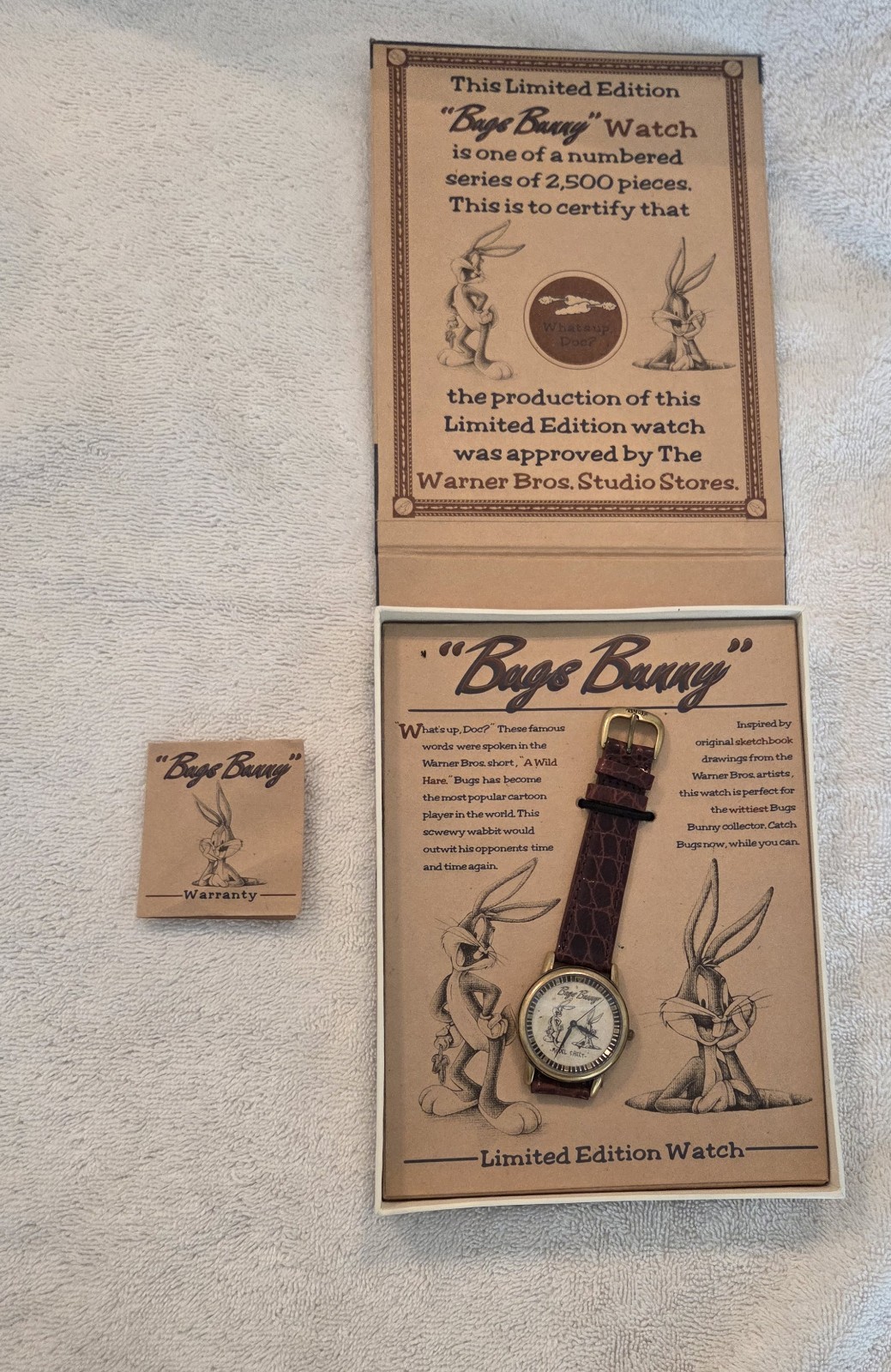 Vintage 1996 Bugs Bunny Watch Warner Bro Studio Store Limited Edition Unworn Box Vintage 1996 Bugs Bunny Watch Warner Bro Studio Store Limited Edition Unworn Box