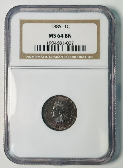 1885 Small Cents penny Indian Head NGC MS-64 BN