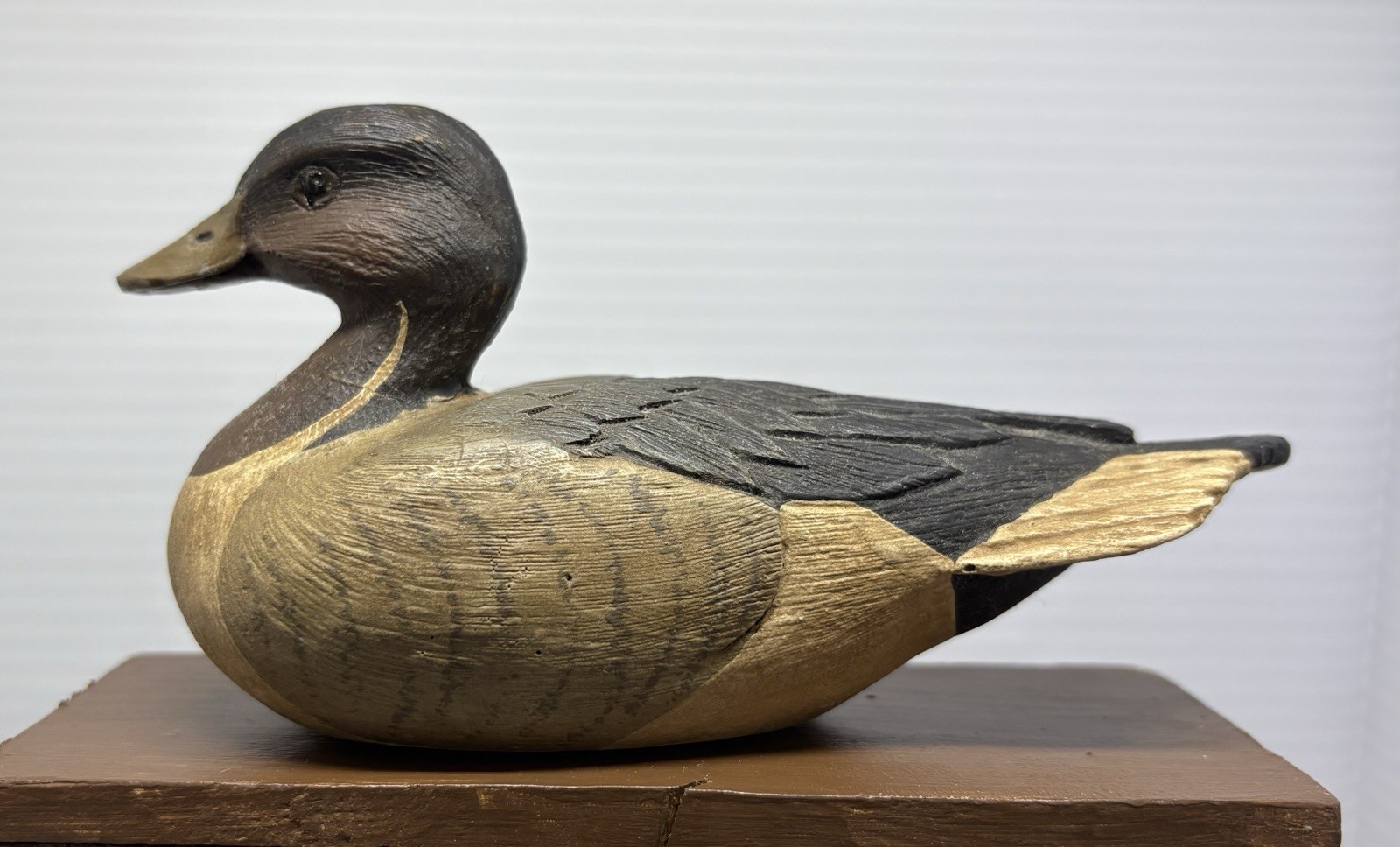 Vtg 1985 Small Wood Duck Decoy Pintail Drake Hand Carved/Painted Signed 6x3x2in