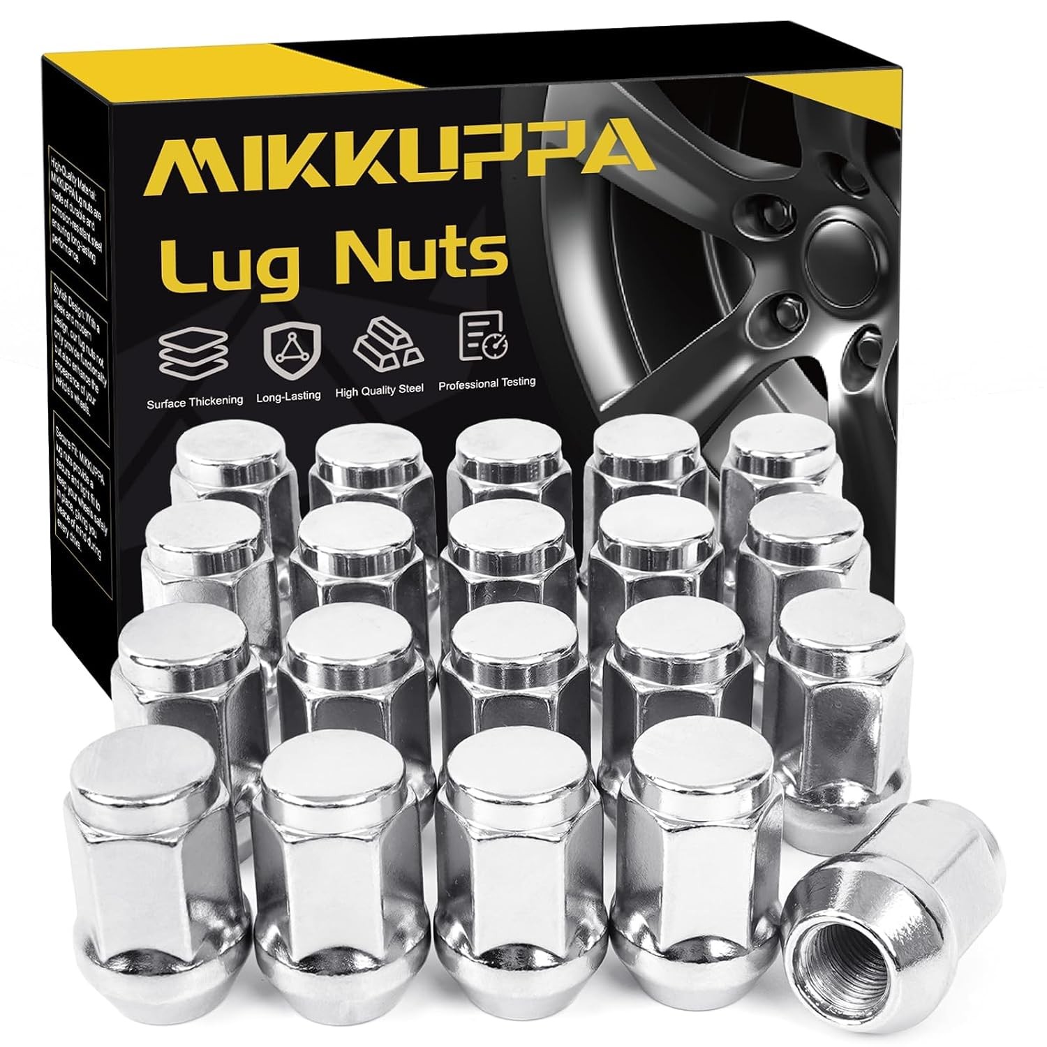 M12x1.5 Lug Nuts, Stainless Steel Replacement for Jeep Ford Chevy Honda Wheel